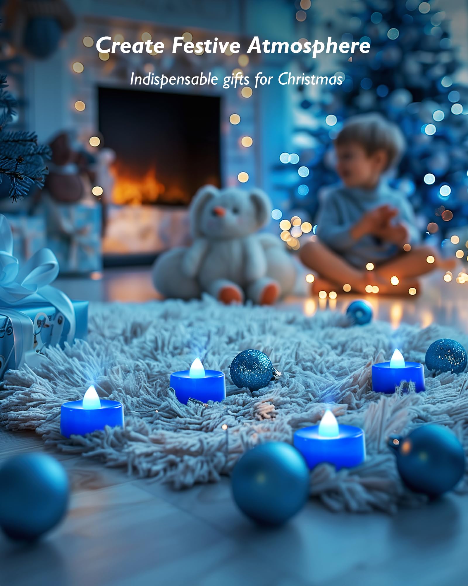 Amagic Blue Led Tea Lights Candles, 24 Pack Battery Operated Flameless Tea Lights, Long Lasting Colored Tealights Candles For Ha