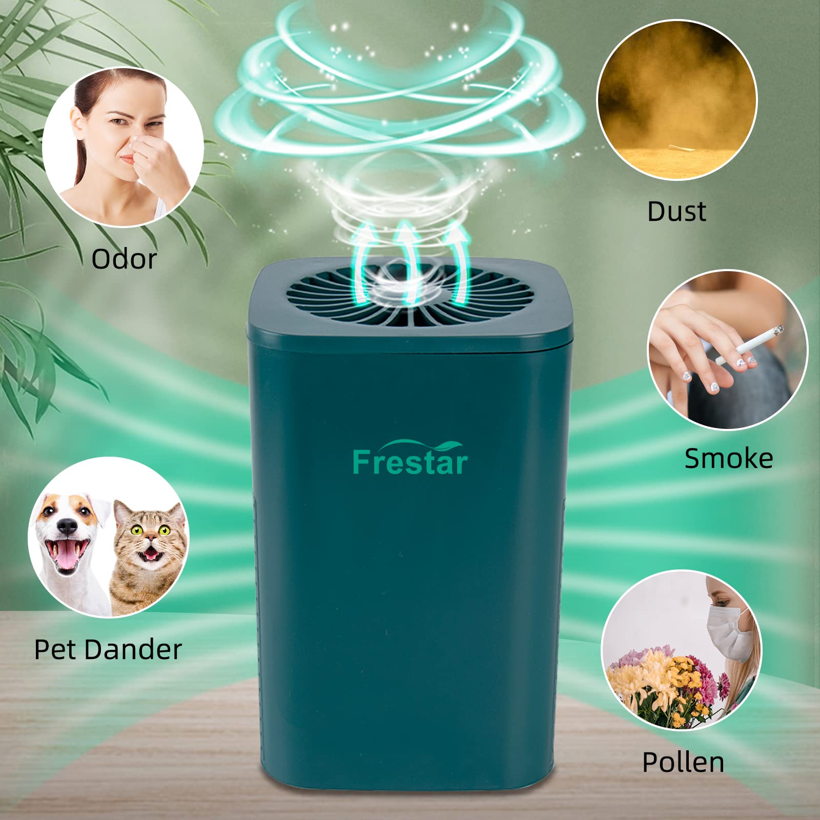 Desktop Air Purifier With Hepa Filter For Office Bedroom Bathroom, Small Usb Air Purifiers, Super Quiet Powered By Usb No Adapte