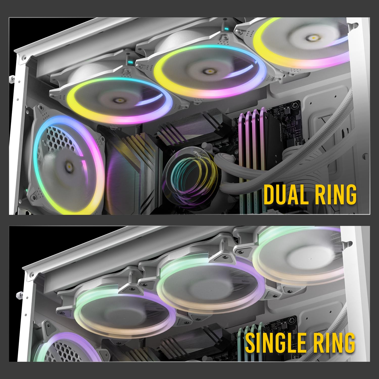 Antec Rgb Case Fans, 120Mm Rgb Fan, 5V 3Pin Addressable Rgb Fans 120Mm, Motherboard Sync With 5V 3Pin, 120Mm Fan 5 Packs With Co