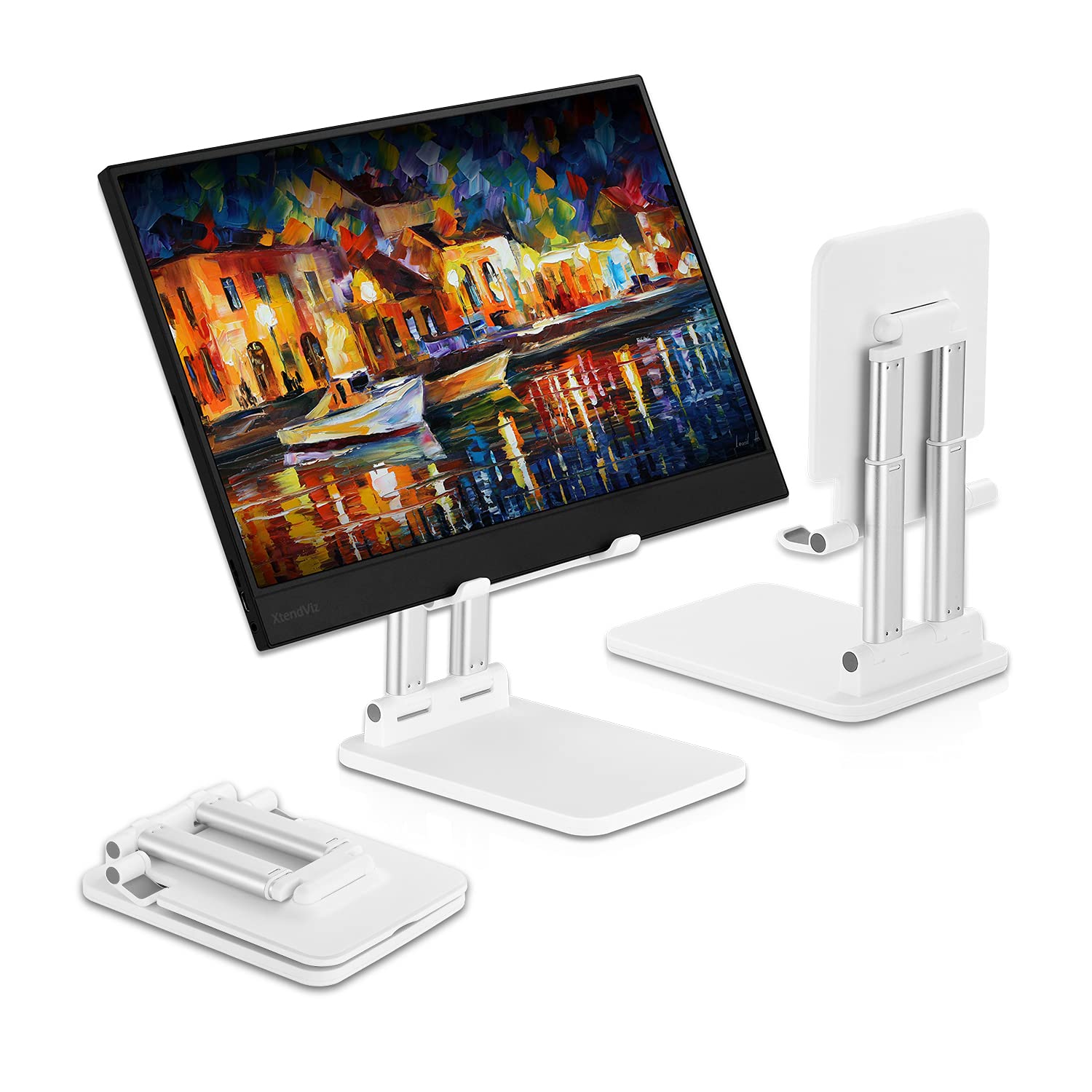 Pepper Jobs Tablet Stand, Portable Monitor Stand 6.69 * 4.72'' Wide, Dual Tube Foldable & Adjustable, Ipad Stand Compatible With