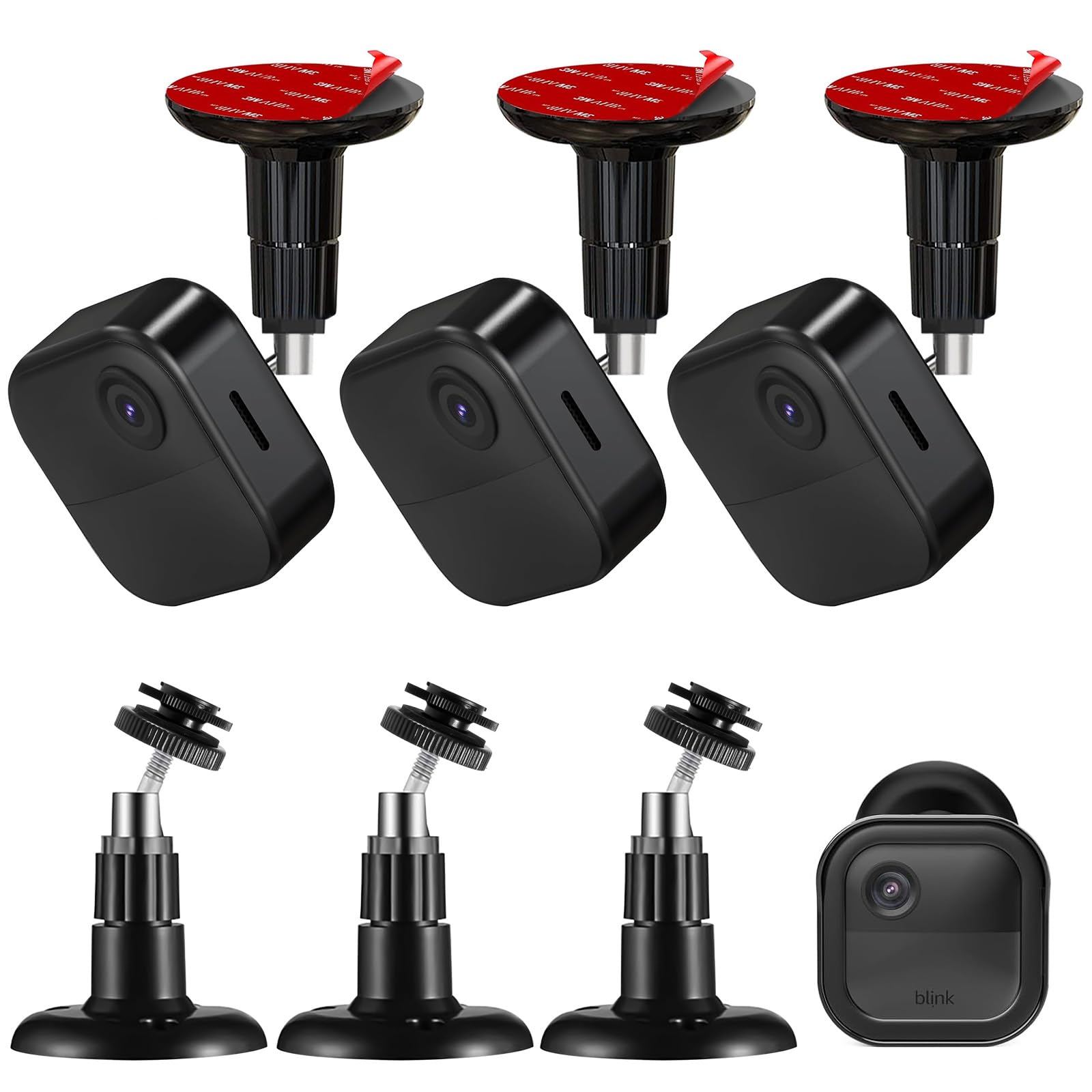 Ragnaros 3Pcs Wall Mount Bracket For Blink Outdoor 3Rd & 4Th Gen, 360 Degree Adjustable Strong Adhesive Mount, 2 Ways Installati