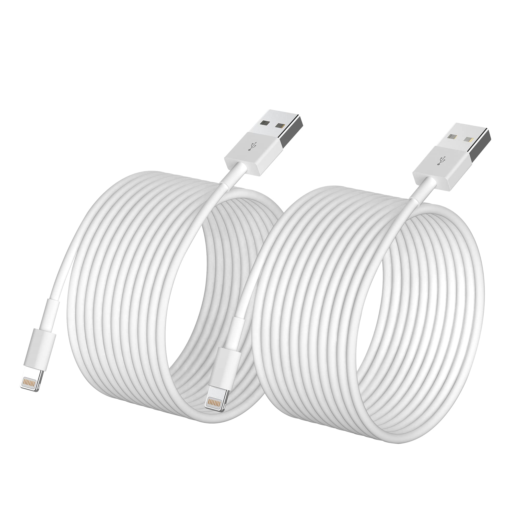 Iphone Charger, [Apple Mfi Certified] 2Pack 10Ft Fast Lightning Cable For Long Iphone Cable Cord, Apple Charging Cable Cord For Iphone 12/11 Pro/11/Xs Max/Xr/8/7/6S/6/5S/Se Ipad/Air Original White