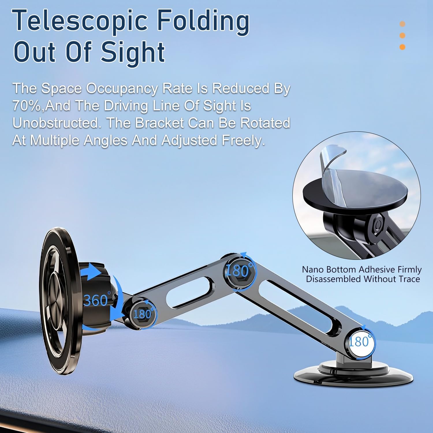 Universal 360 Pro Magnetic Suction Phone Holder Car,Alloy Folding Magnetic Cell Phone Holder For Car [Super Strong Magnet] Brack