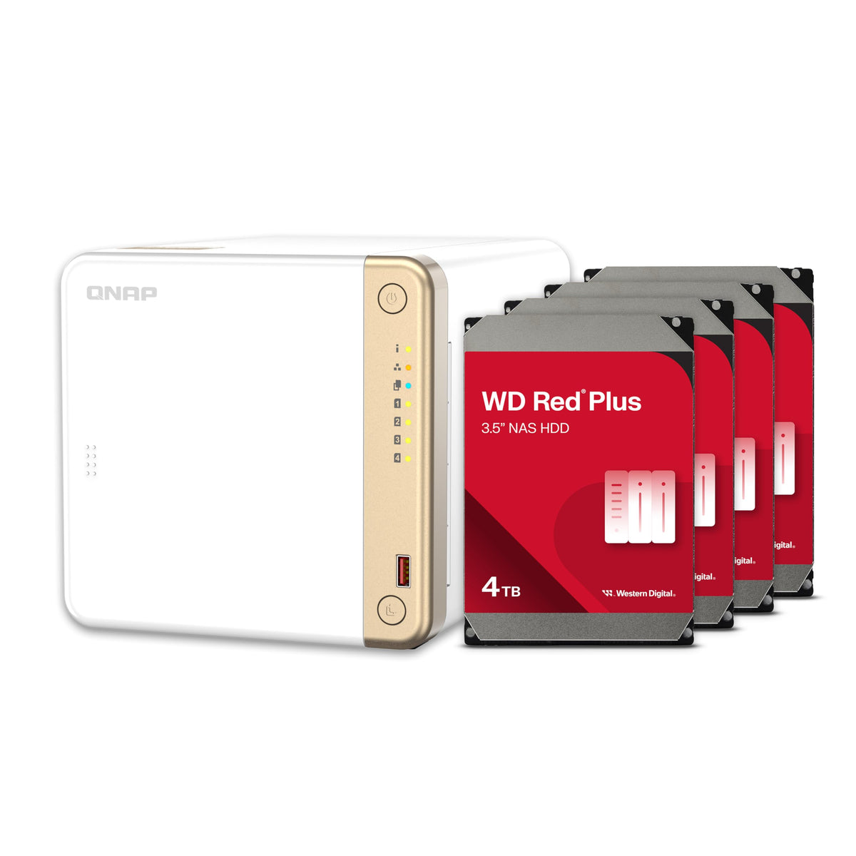 Qnap Ts 462 4G 44Wd Us 4 Bay Multimedia Desktop Nas With 12Tb Storage Capacity, Preconfigured Raid 5 Wd Red Plus Hdd Bundle