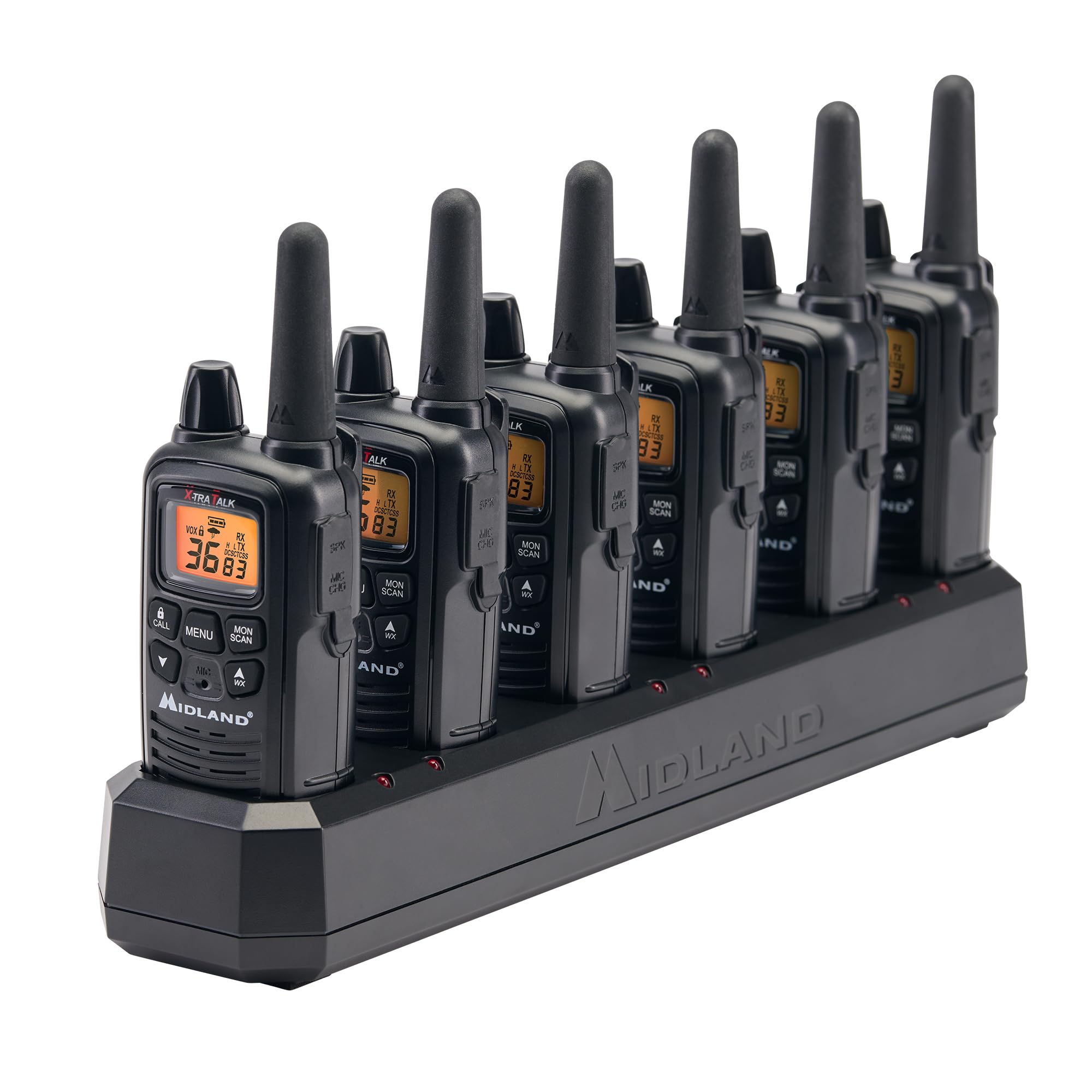 Midland � Lxt600Bbx6 Gang Charger Business Radio Walkie Talkie With Ear Piece   Small, Lightweight   Security Restaurants Retail Cafes   Two Way Radio With Charging Base  Rechargeable  6 Units
