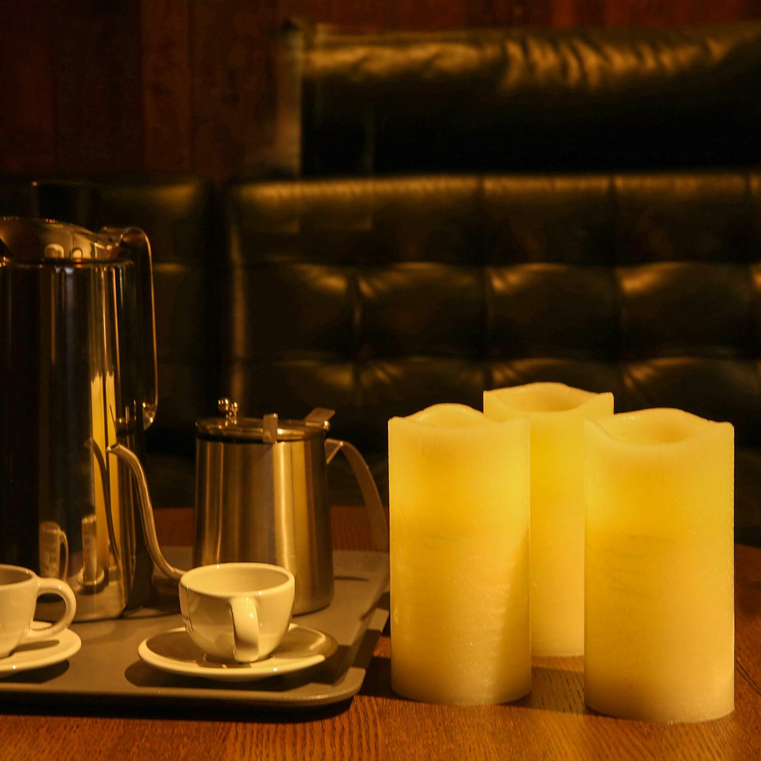 H Blossom Flameless Candles Battery Operated Real Wax Pillar Led Candles With 10 Key Remote Control Cycling 24 Hours Timer Set O