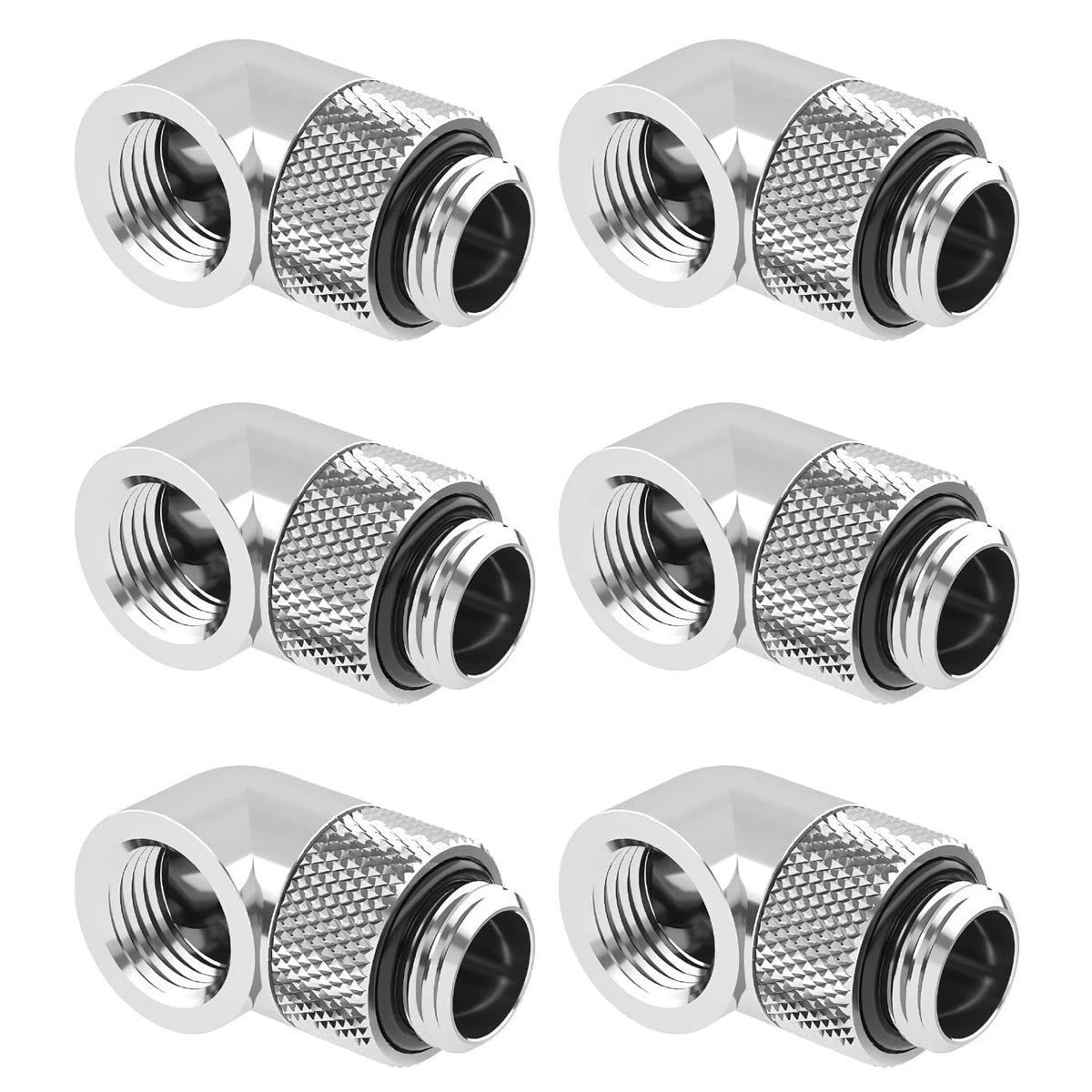 Dracaena 6 Pack G1/4'' Thread Male To Female Extender Fitting, 90 Rotary Fitting Adapter Connector For Computer Water Cooling Sy