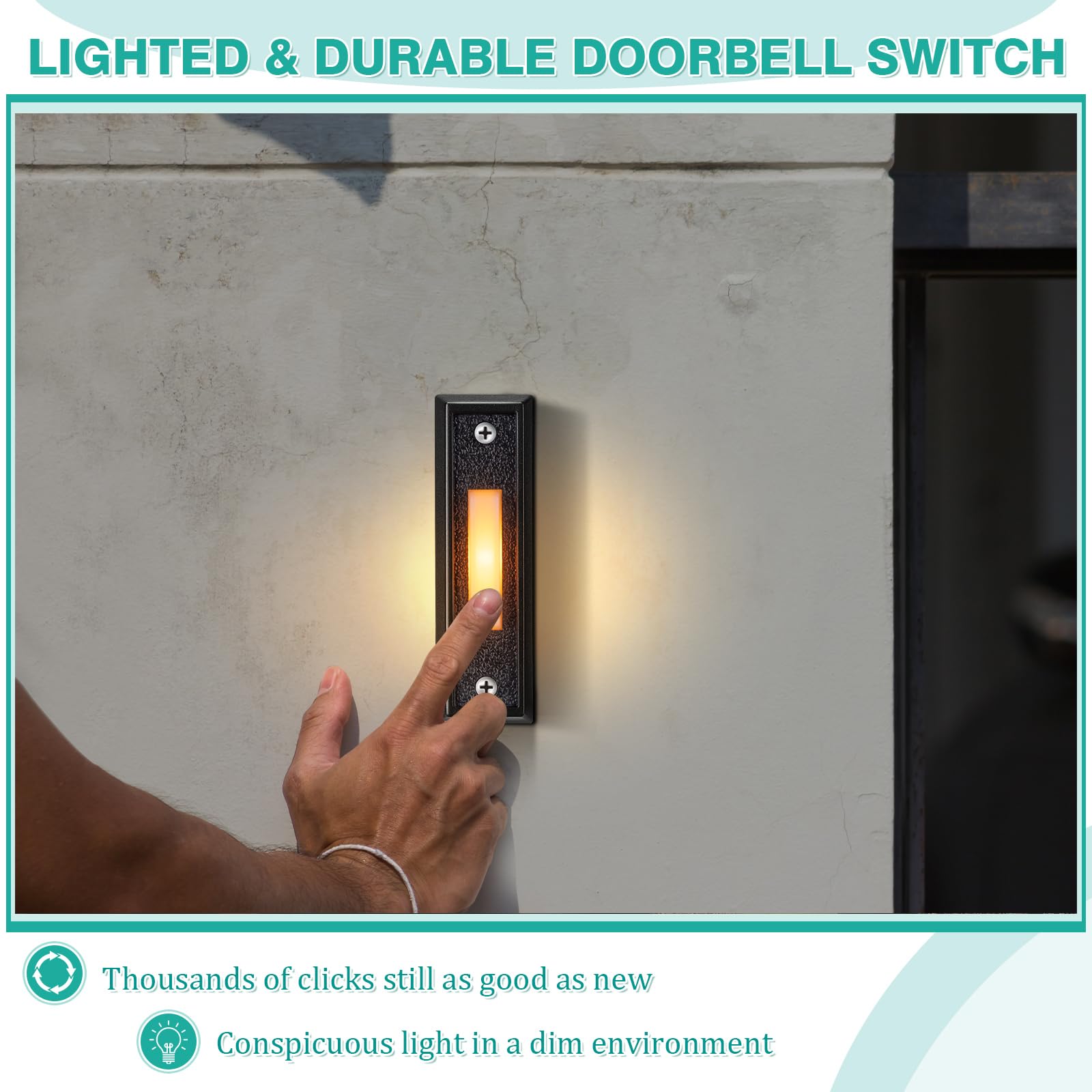 Wired Doorbell Chime With 2 Lighted Push Buttons, 16V 10Va Two Sounds Front And Rear Door Chime Kit For Home Wall Inside, Compat