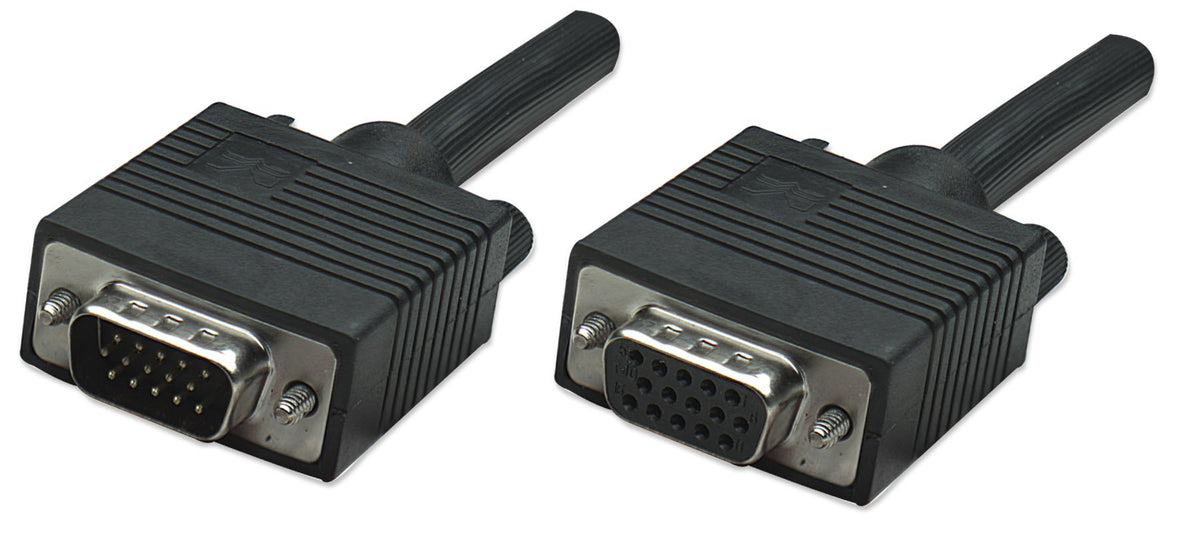 Manhattan SVGA Extension Cable HD15m to HD15 (Female) 1.8m (6 ft.) Black(Black) 309011