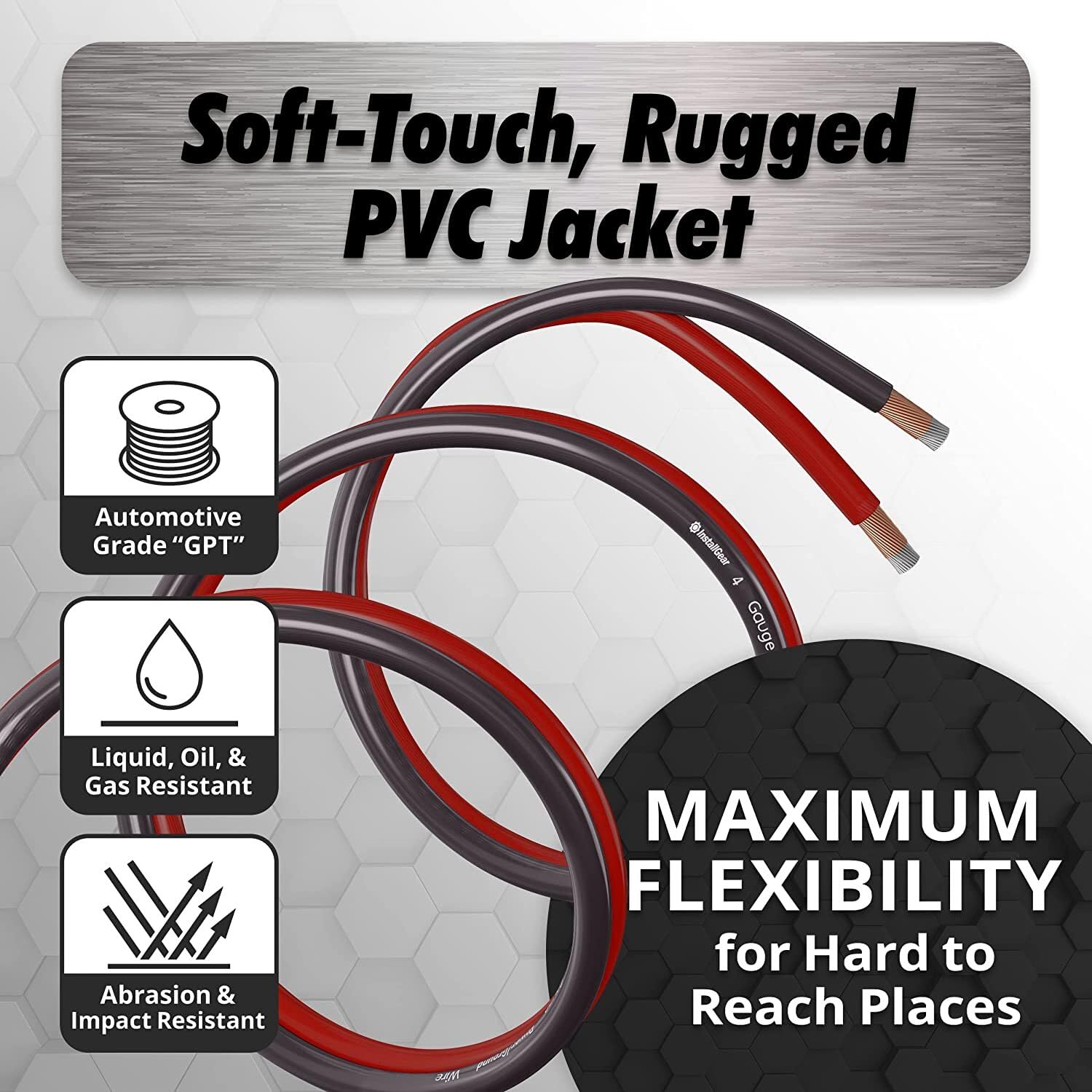 Installgear 4 Gauge Ofc Wire, Awg Ofc Pure Copper Power Ground Wire Cable (25Ft Black) True Spec And Soft Touch Welding Wire, Ba