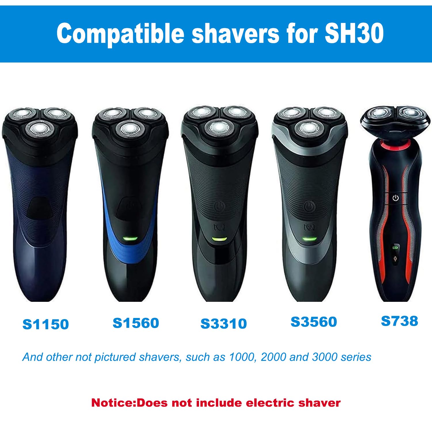 Sh30 Replacement Heads For Philips Norelco Series 3000 Electric Razor With Comfortcut Sharp Blades Sh30 For Philips Norelco Shav