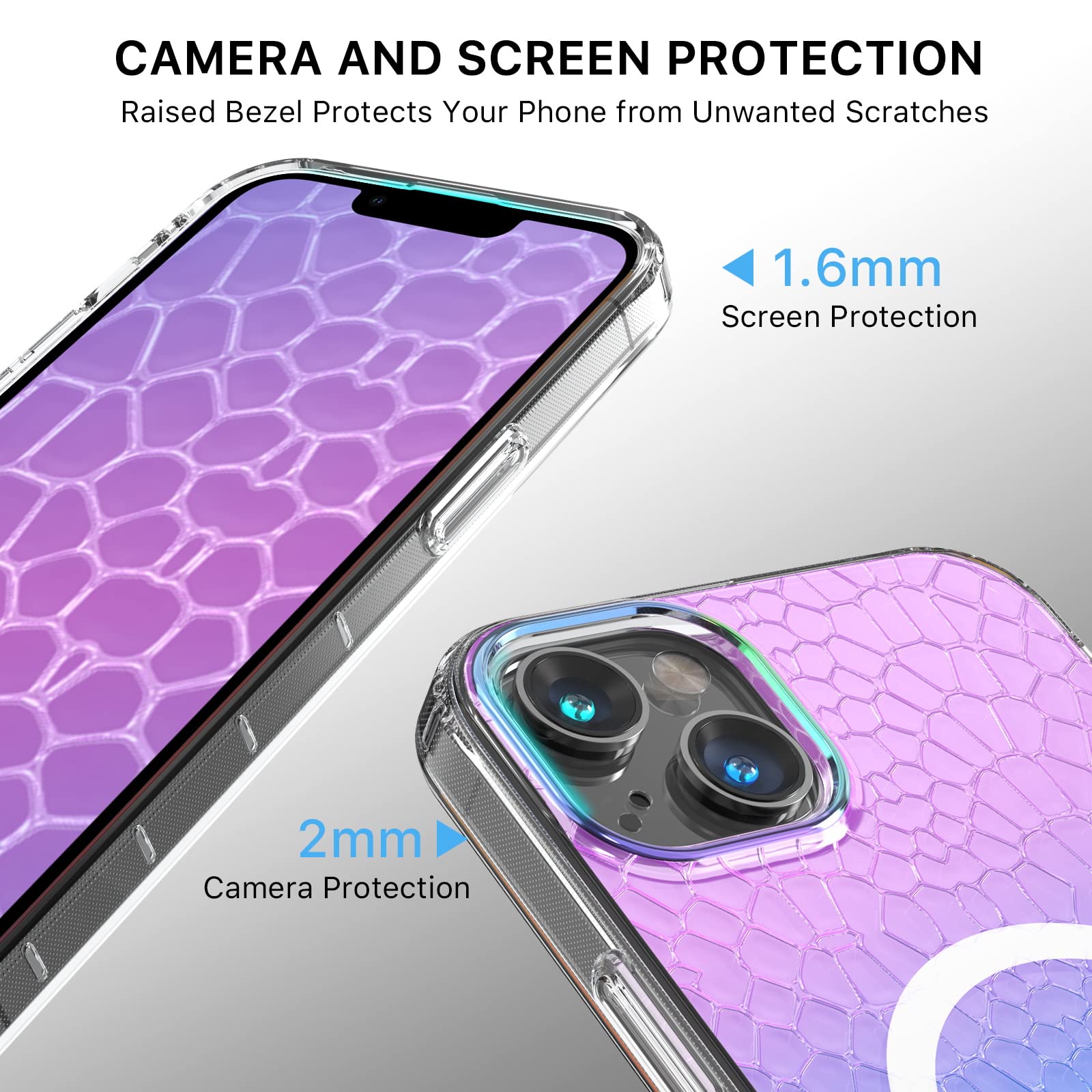 M MYBAT PRO Magnetic Slim Clear Case iPhone 14 6.1 inch MagSafe TPU Iridescent Snake Shockproof