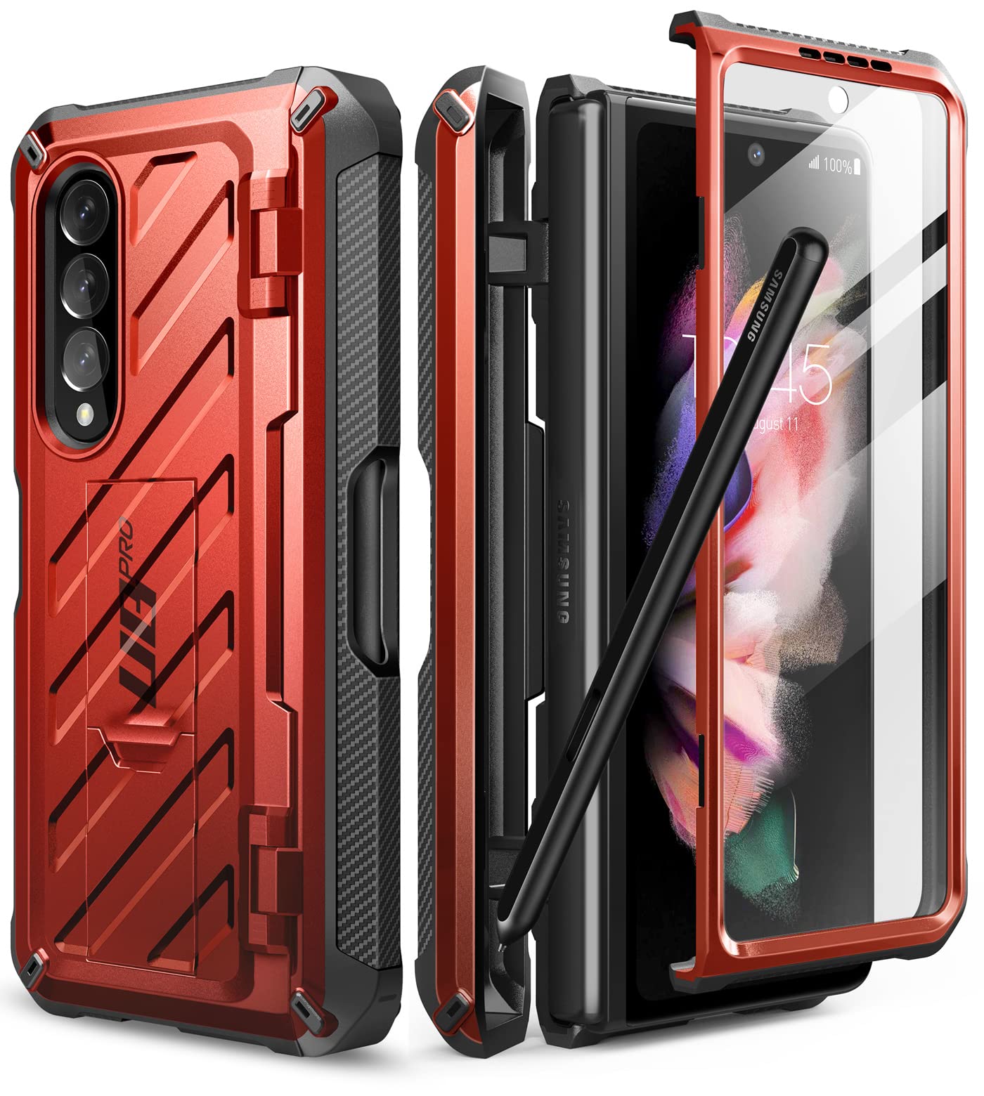 Supcase For Galaxy Z Fold 3 Case With S Pen Holder (Unicorn Beetle Pro), [Built In Screen Protector & Stand] [Military Grade Pro