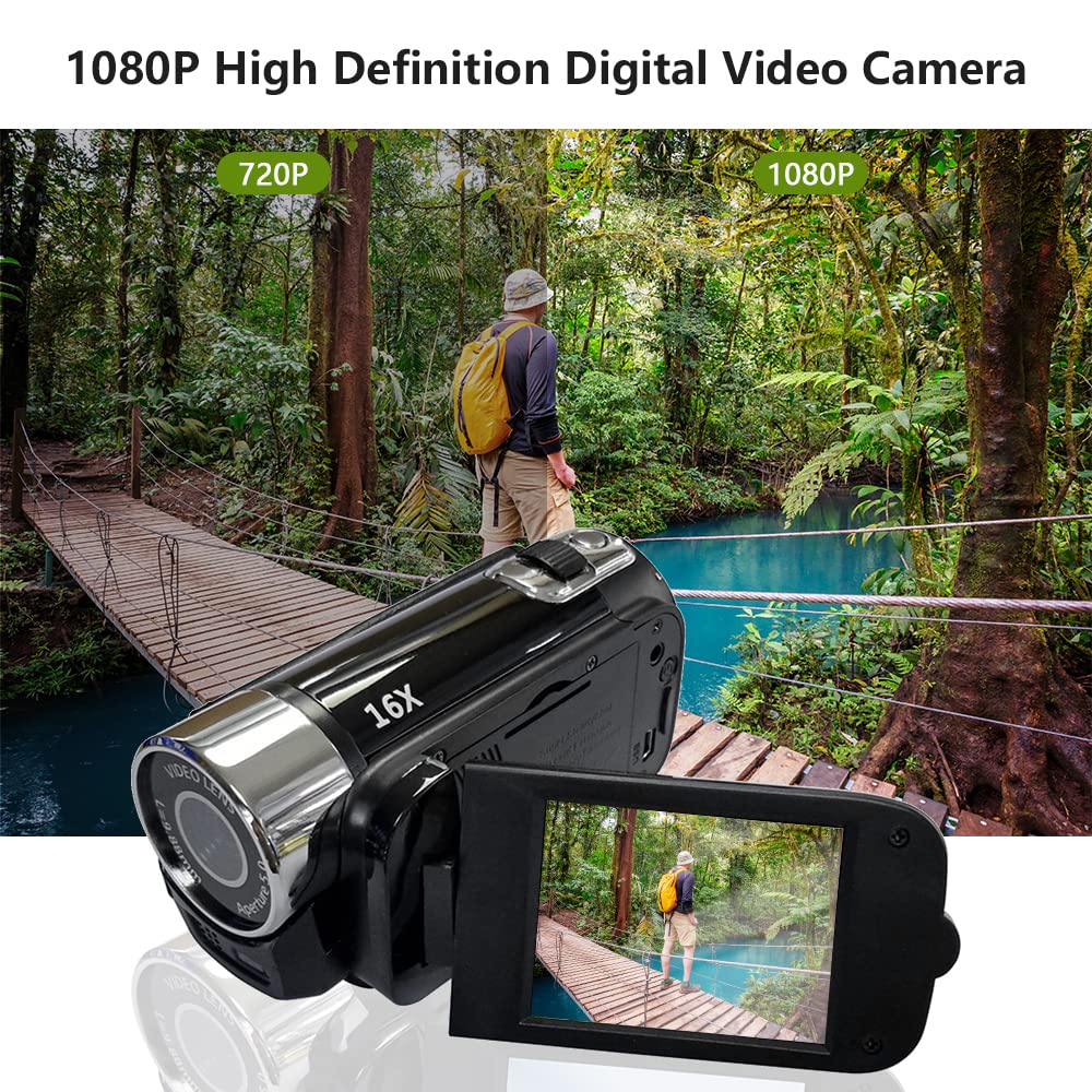 Andoer Portable 1080P High Definition Digital Video Camera Dv Camcorder 16Mp 2.7 Inch Lcd Screen 16X Digital Zoom Built In Battery