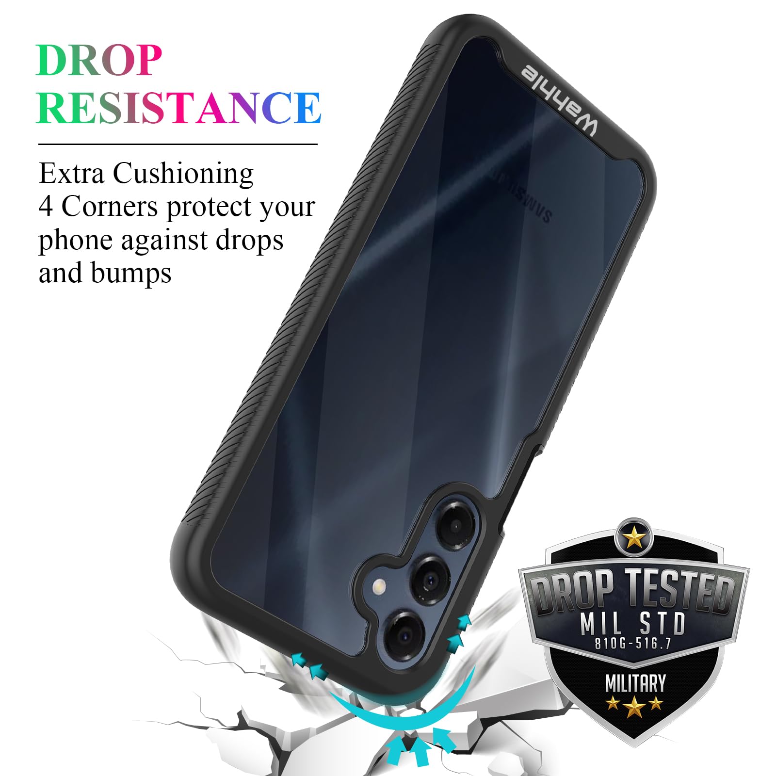 Wahhle Compatible With Samsung Galaxy A16 5G Case, Built In Screen Protector Full Body Shockproof Slim Fit Bumper Protective Pho