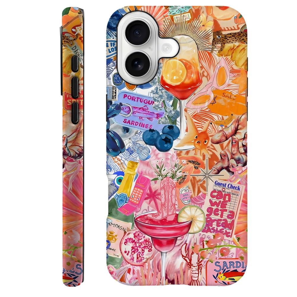 Compatible with iPhone 17,Durable & Shockproof Phone Case Cover Design - Cute Summer Fruits Collage Orange