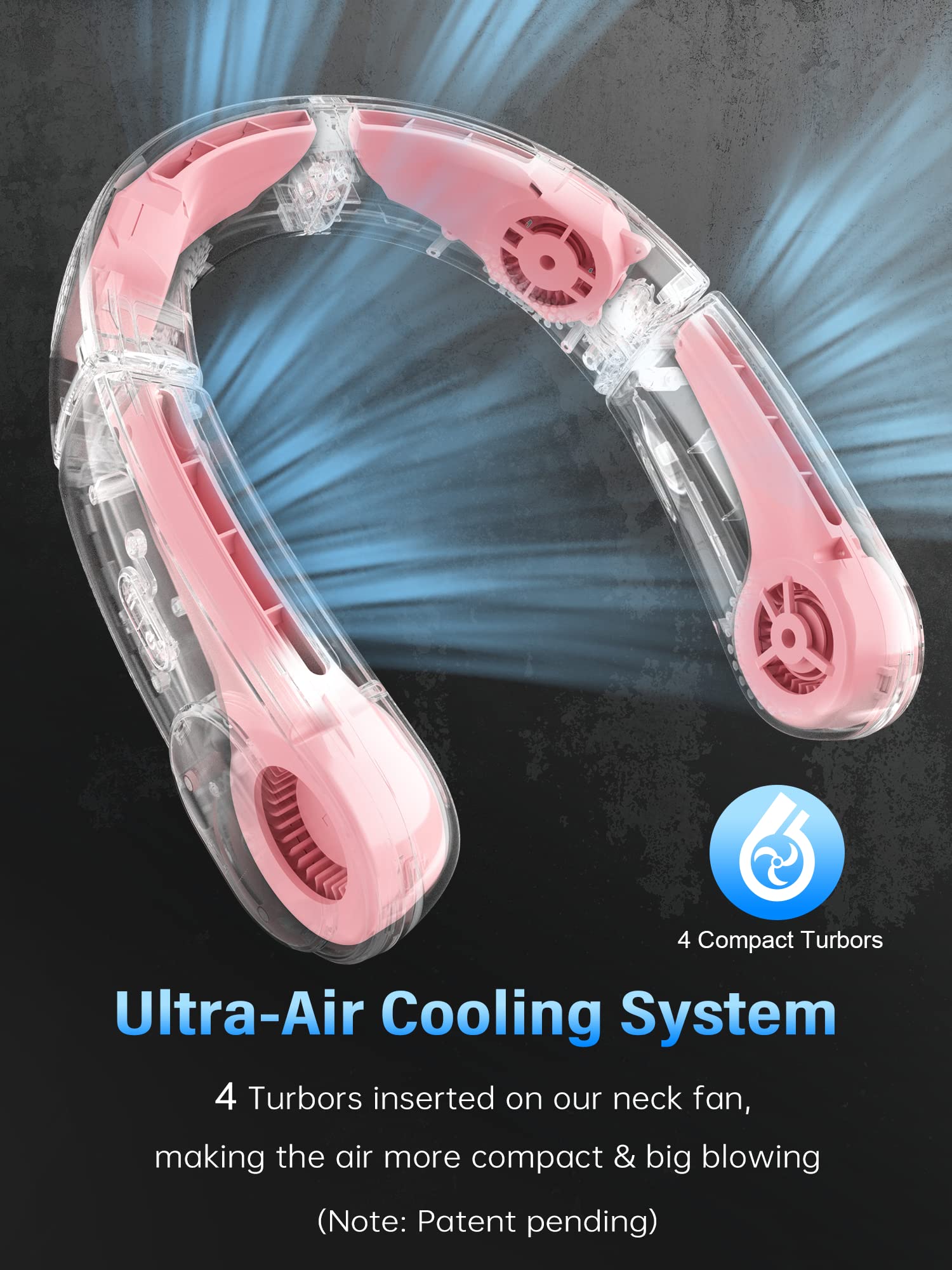 Chillgo Neck Fan   4 Turbo Foldable Portable Fan   Personal Bladeless Fan 5200Mah With Strong Airflow, 4 Vent Air Conditioner, W