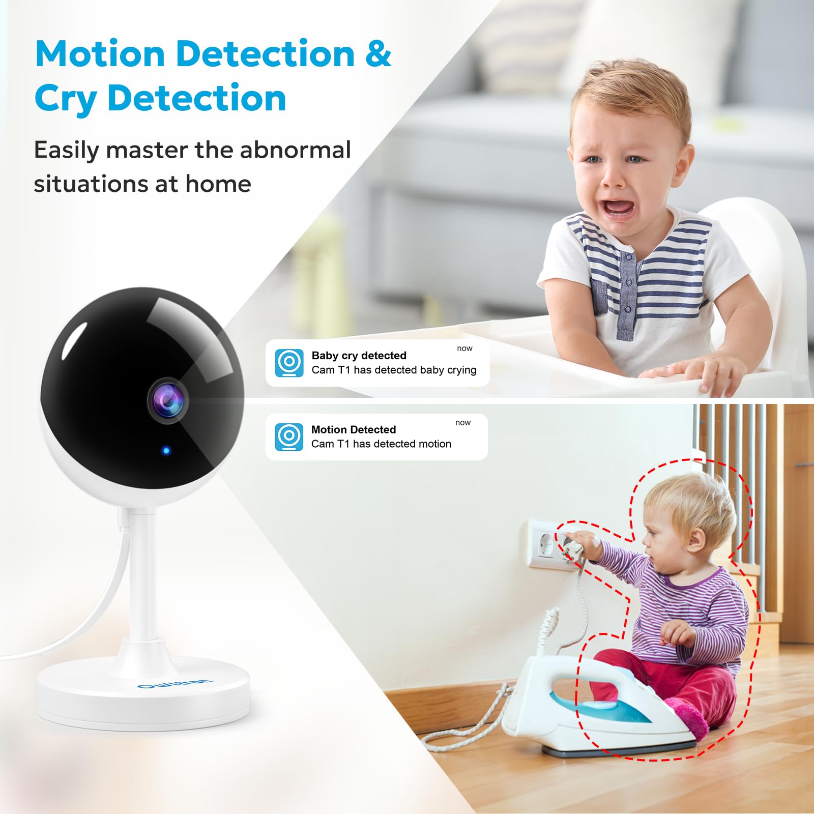Owltron Indoor Security Camera 4Mp, 2 Pack 2.4Ghz&5G Wifi 2K Home Cameras For Baby/Elder/Dog/Pet/Nanny Monitor Cam With Phone Ap