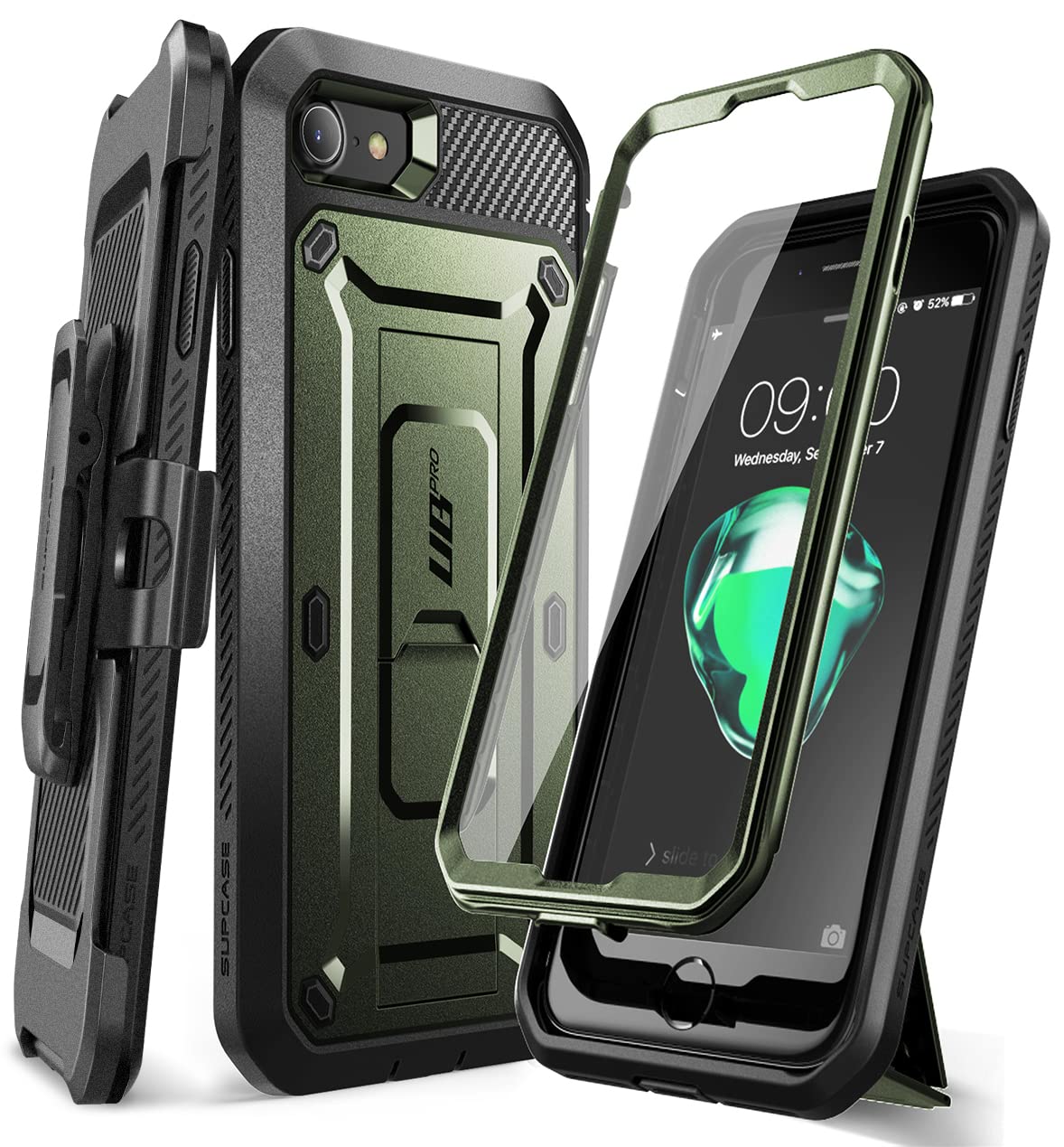 Supcase Unicorn Beetle Pro Full Body Case With Kickstand For 4.7 Inch Iphone Se 7/8 2020/2022, Dark Green