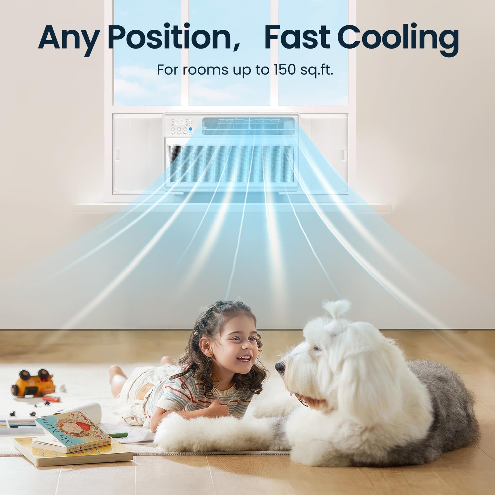 Zafro 12000Btu Window Air Conditioners Cool Up To 550 Sq. Ft,2 Cooling & 4 Fan Speeds,Ultra-Quiet, Remote Control, Sleep Mode &