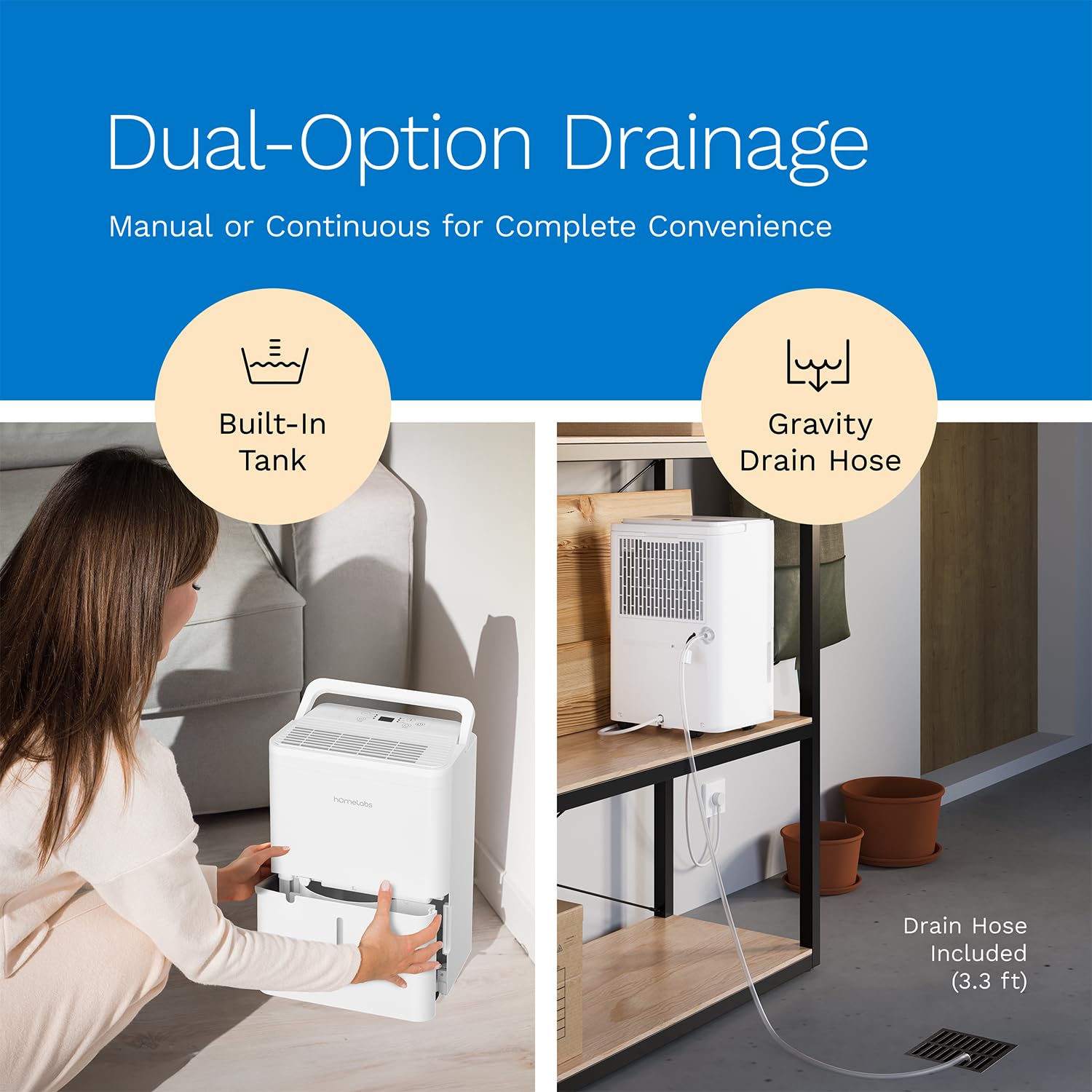 Homelabs 1,000 Sq. Ft Portable Dehumidifier   Ideal For Home Bedroom, Bathroom, Office And Small Sized Rooms   Ultra Quiet, Comp