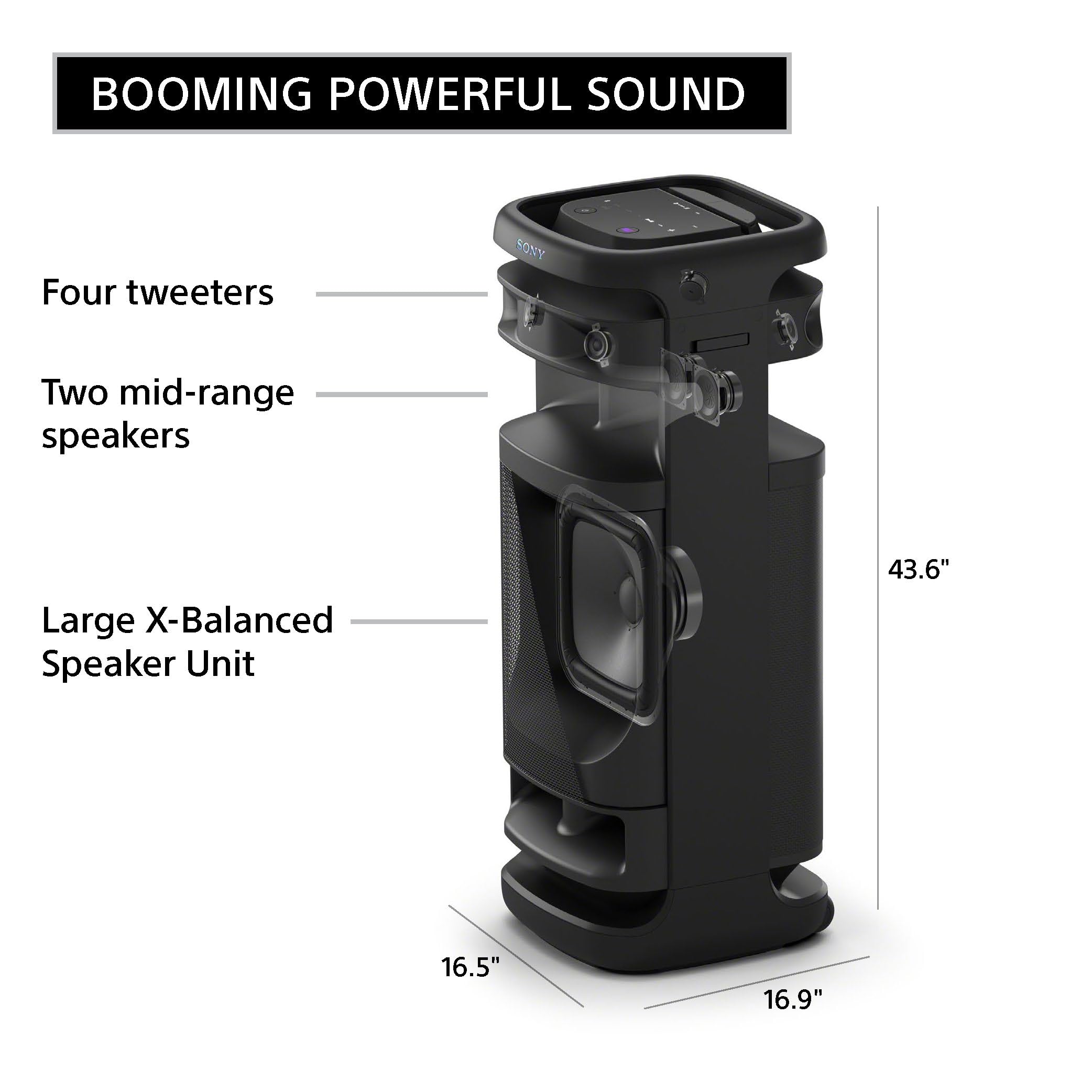 Sony Ult Tower 10 Bluetooth Karaoke Party Speaker With Powerful Bass, 360 Sound And Party Lights, Included Wireless Microphone -