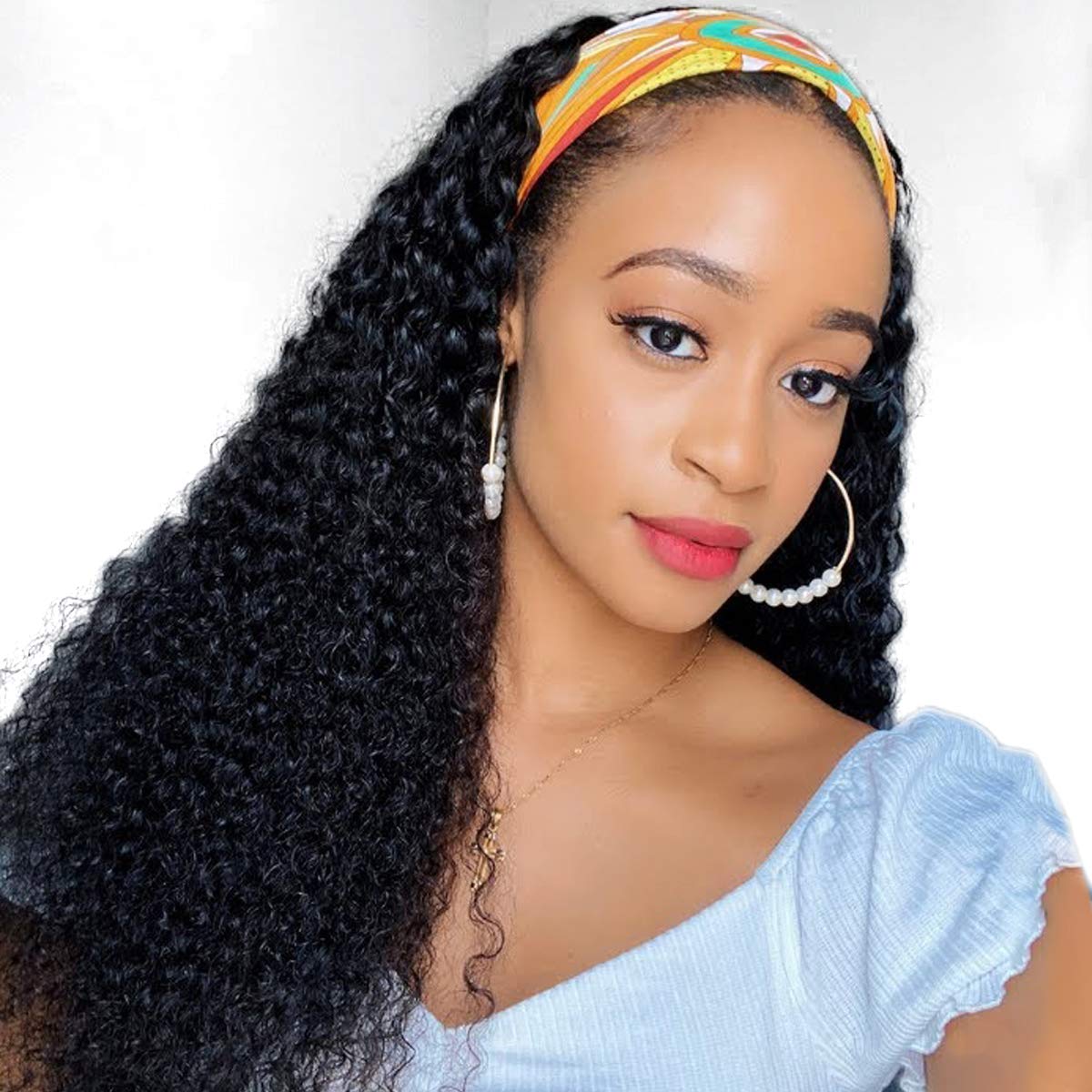 Xsy Headband Wigs Deep Wave Human Hair Wig For Black Women Real Human Hair None Lace Front Wigs Machine Made Wigs Glueless Brazi