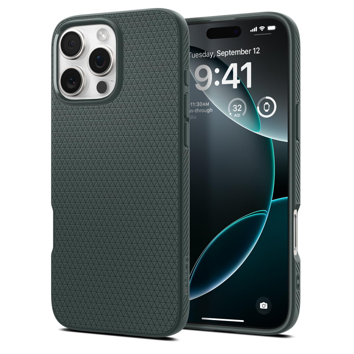 Spigen Liquid Air Designed For Iphone 16 Pro Max Case [Not Compatible With Magsafe], [Military Grade Protection]   Abyss Green