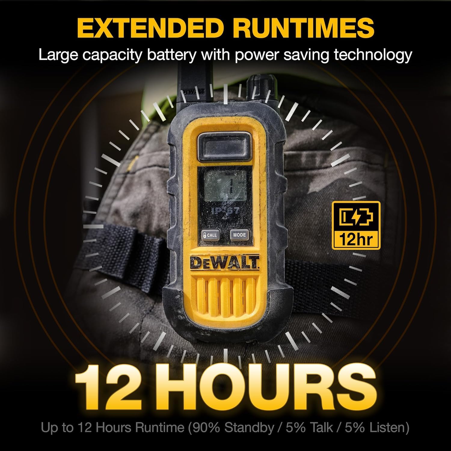 Dewalt Dxfrs300 Bundle 1W Walkie Talkies Heavy Duty Business Two Way Radios, 6 Pack With 6 Remote Speaker Microphones Plus Gang