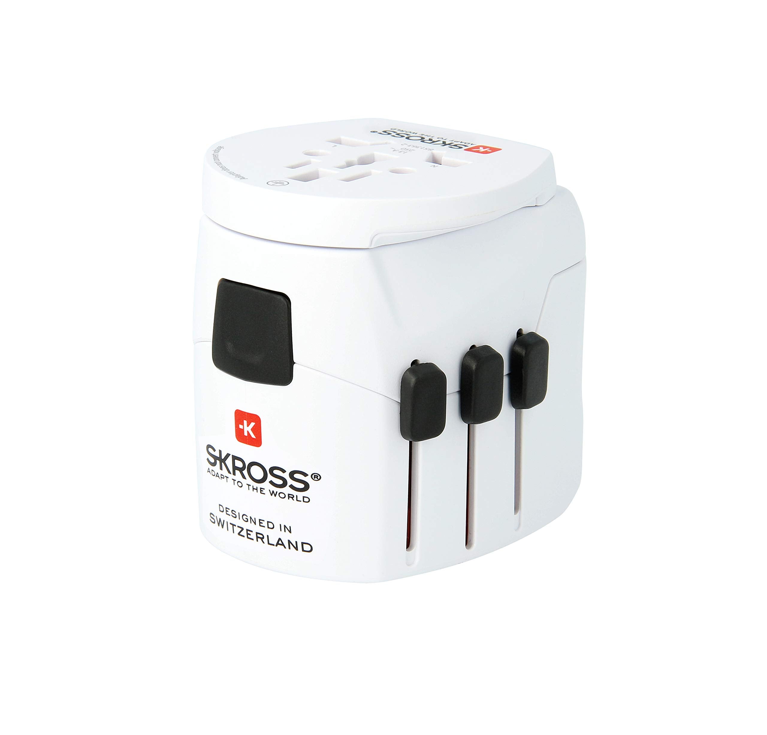 Skross Pro Light World Travel Adapter With Usb, 3 Pole Travel Adaptor With Slide System And Usb, Designed In Switzerland For Mor