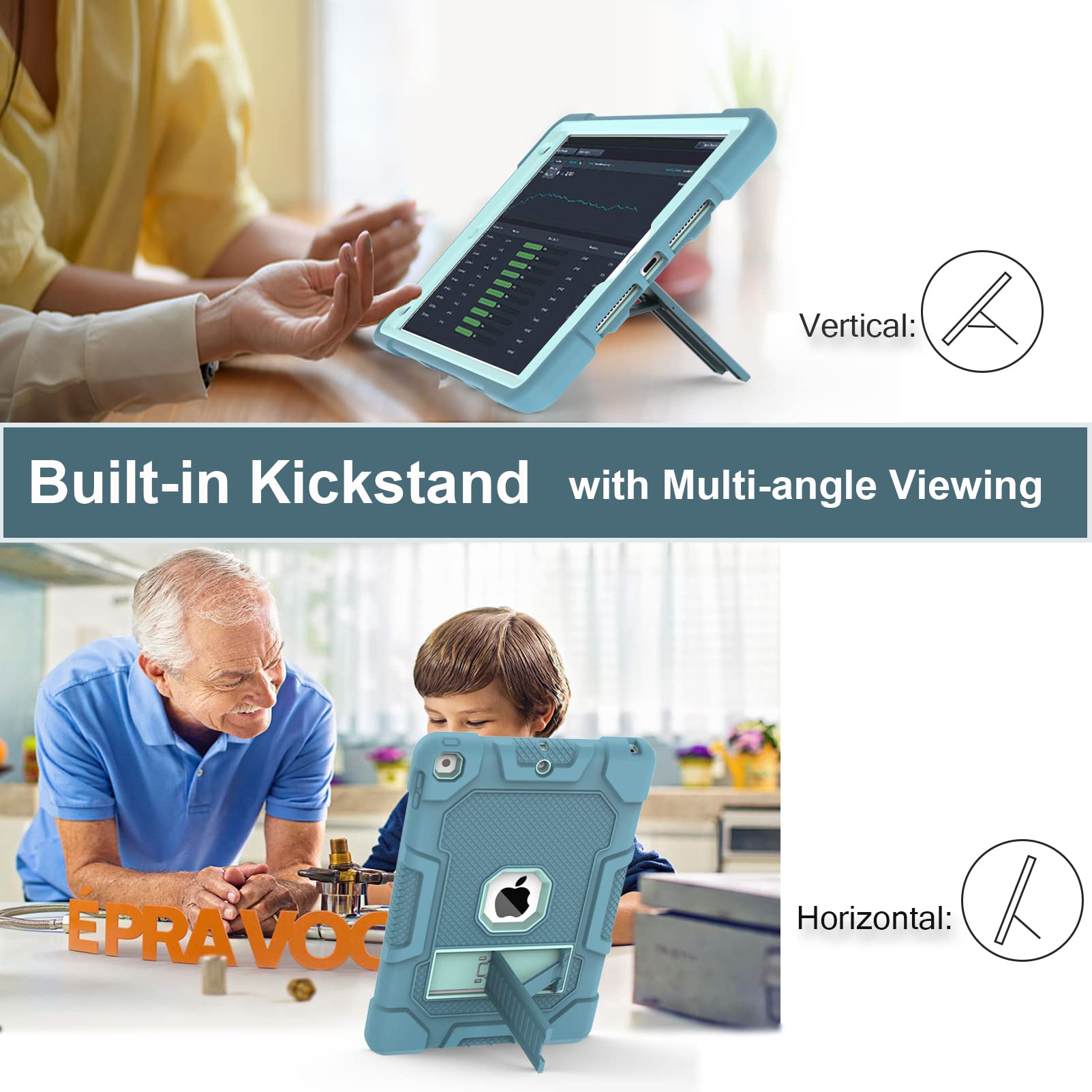 Timism Case For Ipad 9Th Generation/Ipad 8Th Generation/Ipad 7Th Generation, Slim Heavy Duty Shockproof Protective Case With Bui