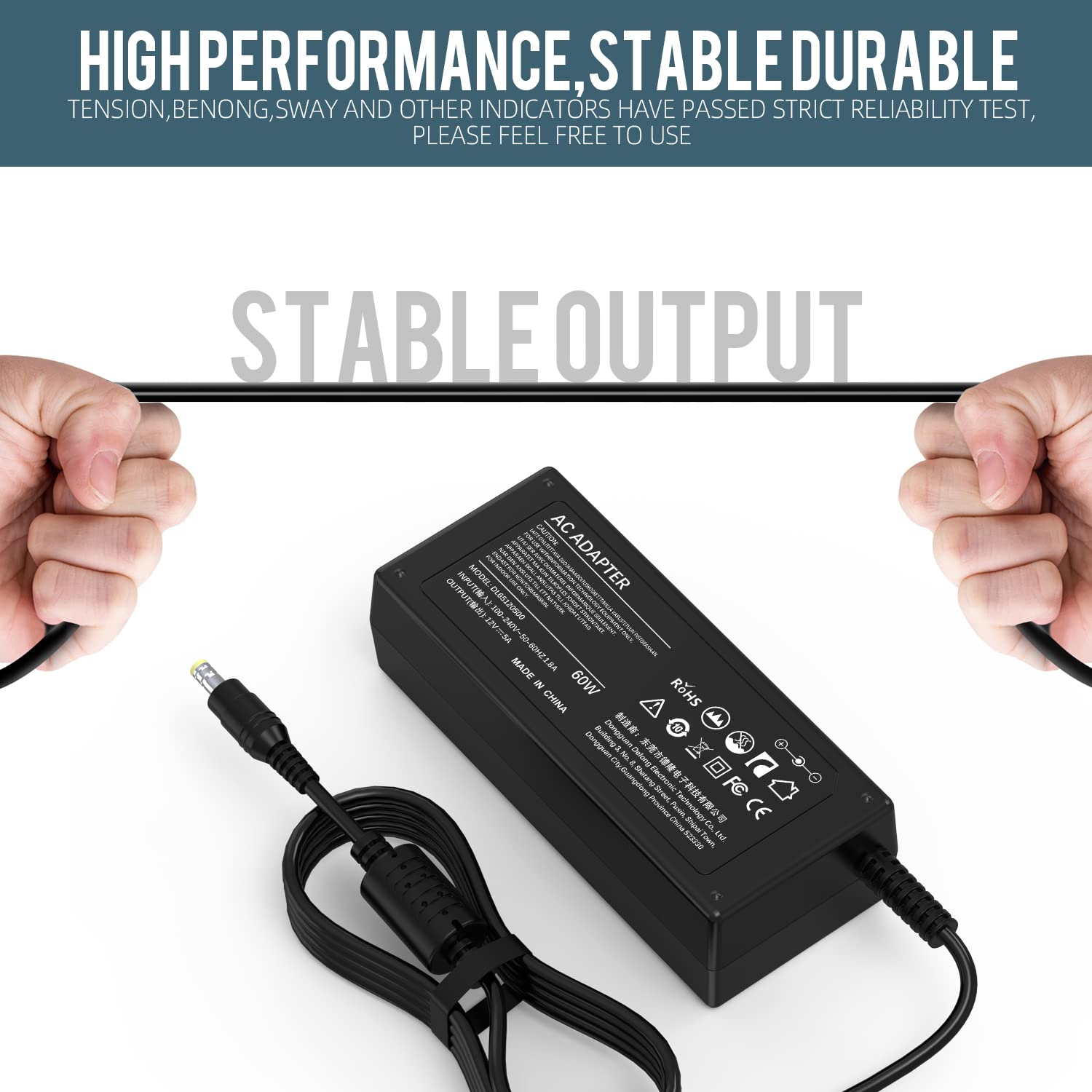12V Ac Power Cord Charger For Dell Monitor 27' 24' 23' 22' 21.5' Screen S2316H S2316M S2318Hn S2318Nc S2340L S2340Lc 2240Tb S2340M S2340Mc S2440L S2240Lc S2740L S2740Lb Monitor Power Supply Cord