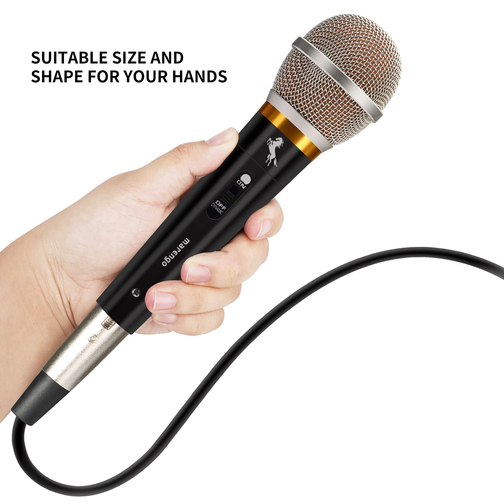 Marengo Handheld Dynamic Microphone For Karaoke Singing, Wired Xlr Microphone With On And Off Switch And 13Ft Detachable Xlr Cab