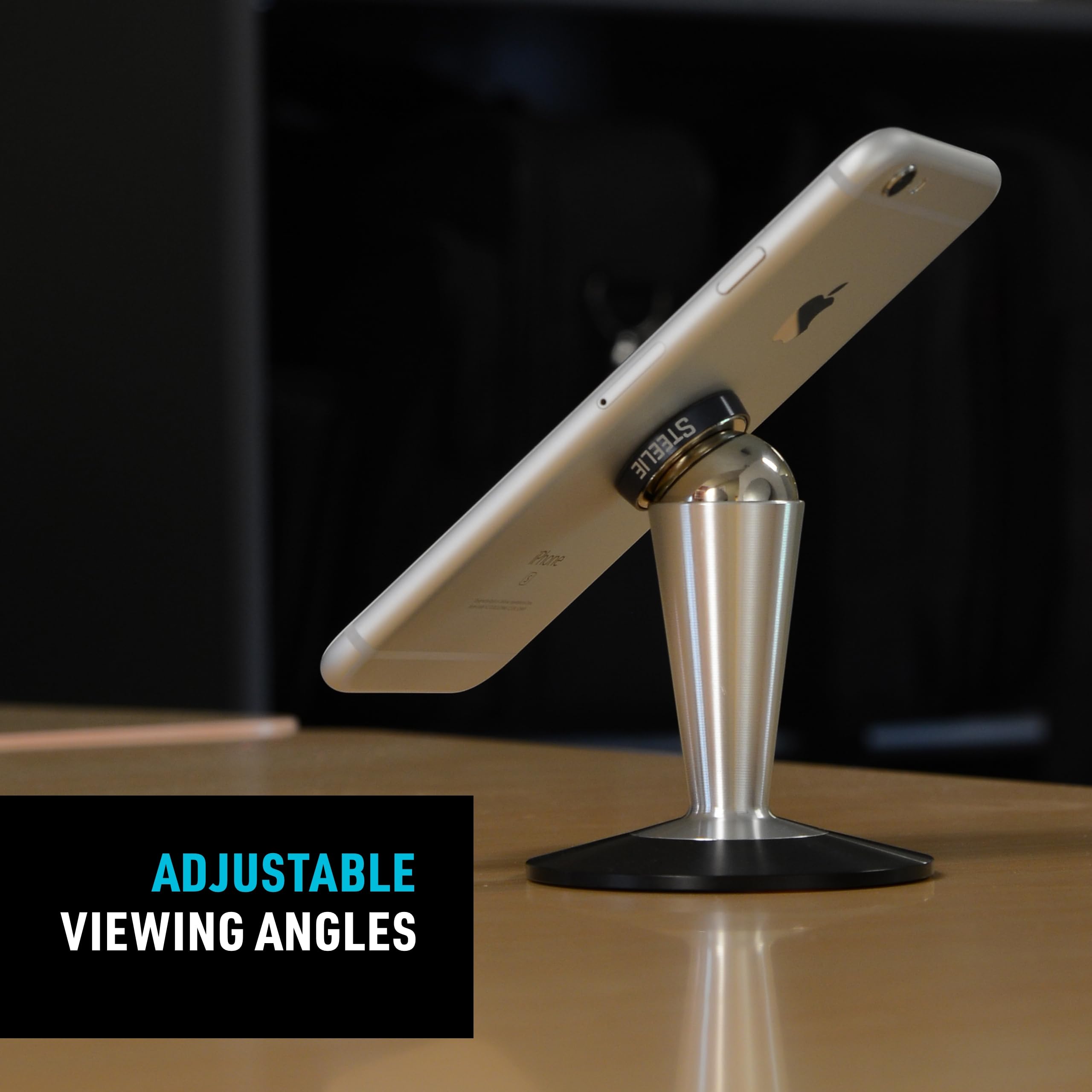 Nite Ize Steelie Pedestal Mount - Tabletop Stand Compatible With Magsafe Iphones & Tablets - Magnetic Desk Phone Mount - Phone H
