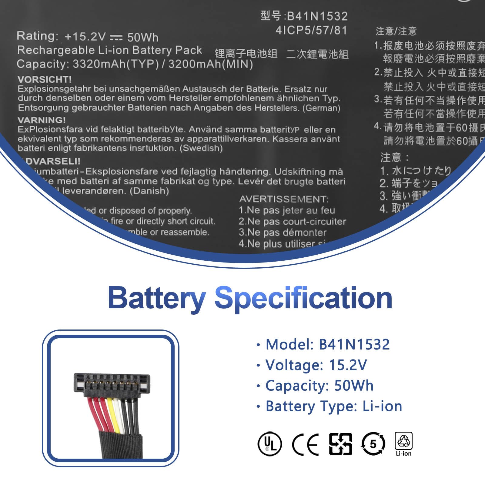 Antiee B41N1532 Laptop Battery Compatible With Asus Q504U Q504Ua Q534Ua Q504Uak Zenbook Flip Ux560 Ux560Uak Ux560Ua Ux560Ua Fz01