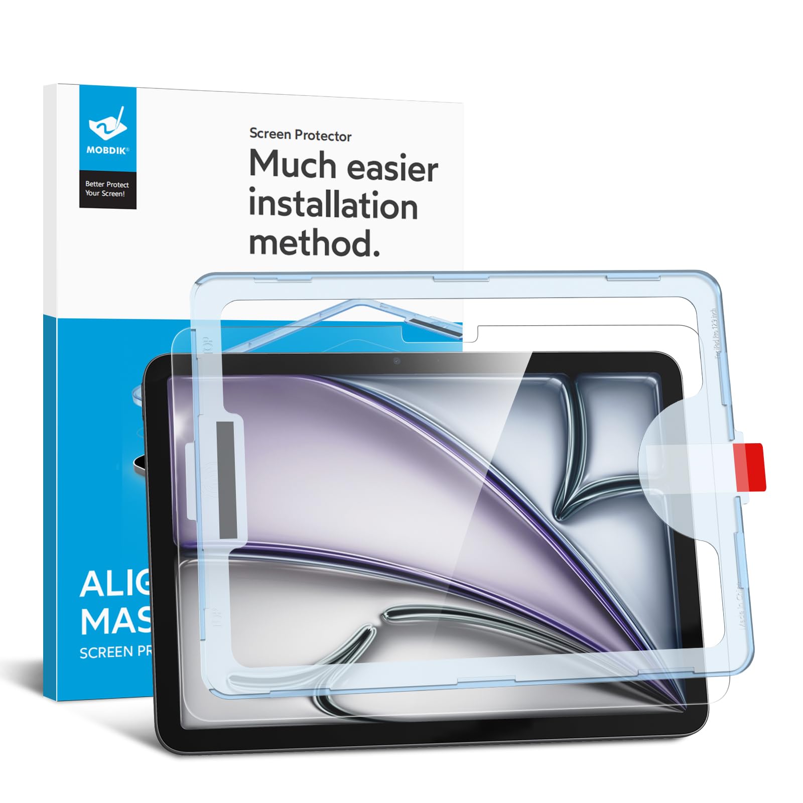 Mobdik Tempered Glass Screen Protector Compatible With Ipad Air 13 Inch 2024 [Ultra Clear] [Anti Scratch] [Case Friendly] [Ez Ki