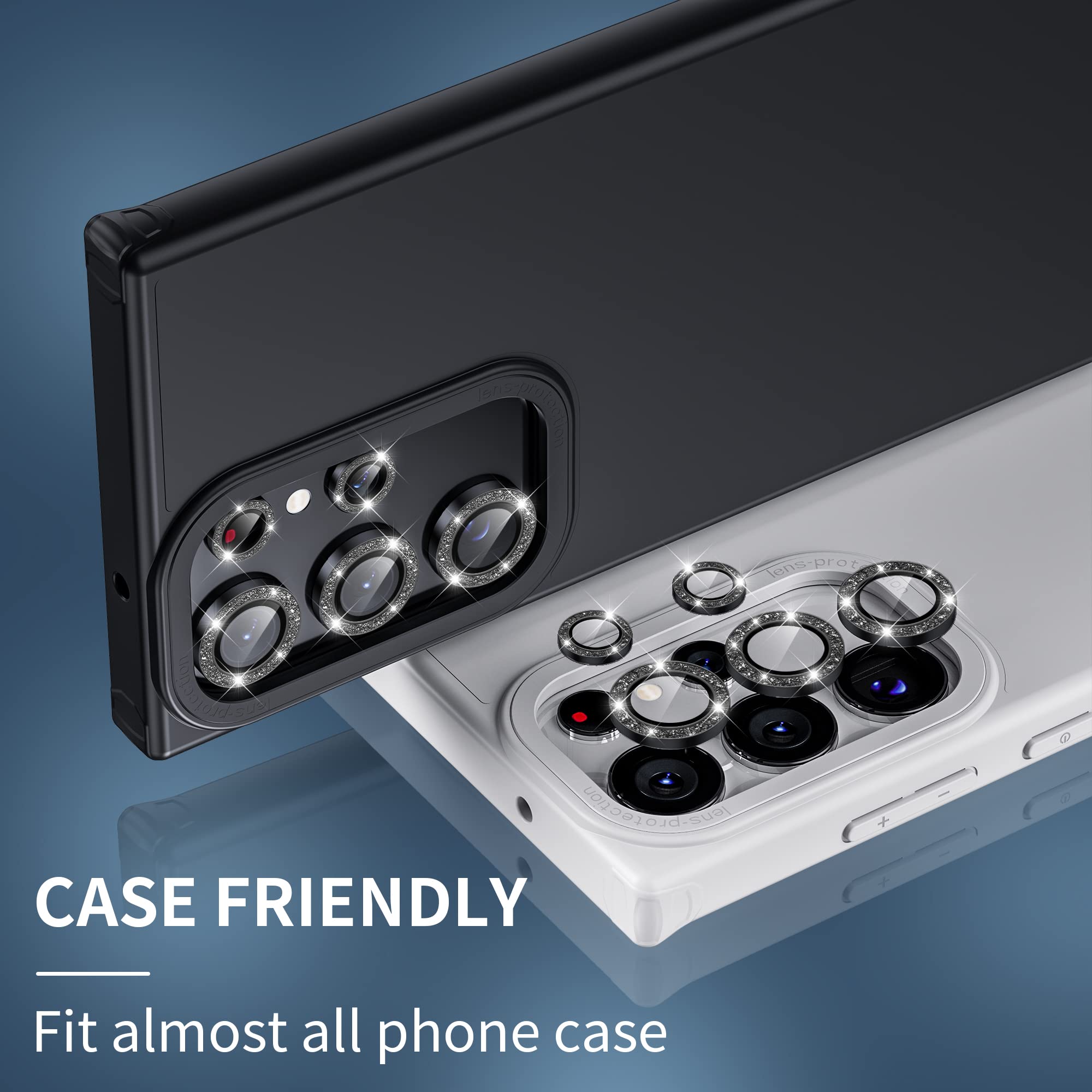 Hoerrye For Samsung Galaxy S23 Ultra Camera Lens Protector, Case Friendly, 9H Tempered Glass Anti Scratch, Space Titanium Milita