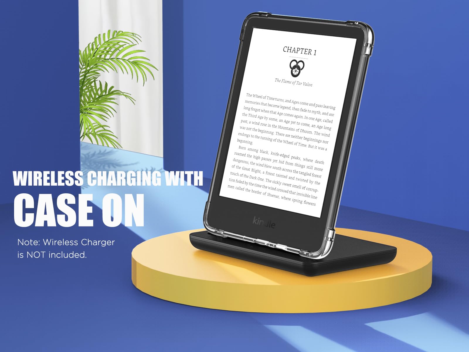 MoKo Case for 6' All New Kindle (11th Generation 2024/2022 Release), Ultra Clear Soft Flexible Transparent TPU Skin Bumper Back Cover Shell, Blue Garden