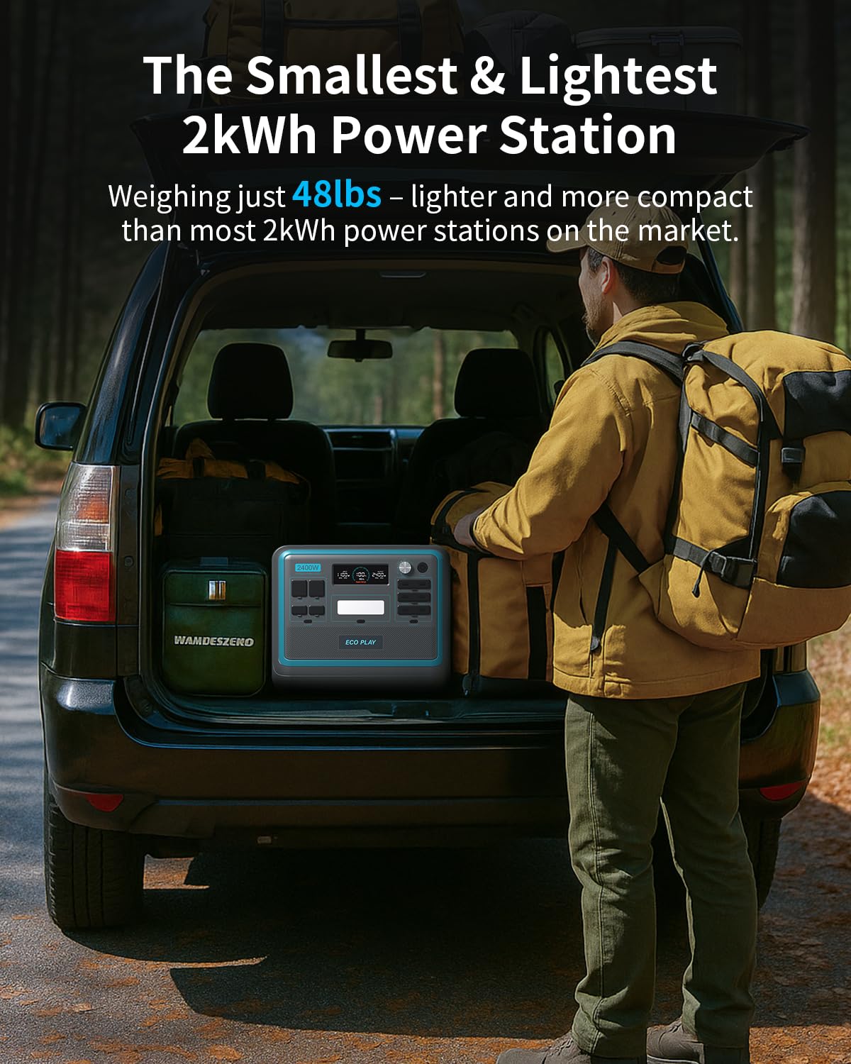 Ecoplay Syd2400 Portable Power Station, 2048Wh Lifepo4 Battery Backup, 2400W Solar Genarator With 500W Solar Input, Adjustable I