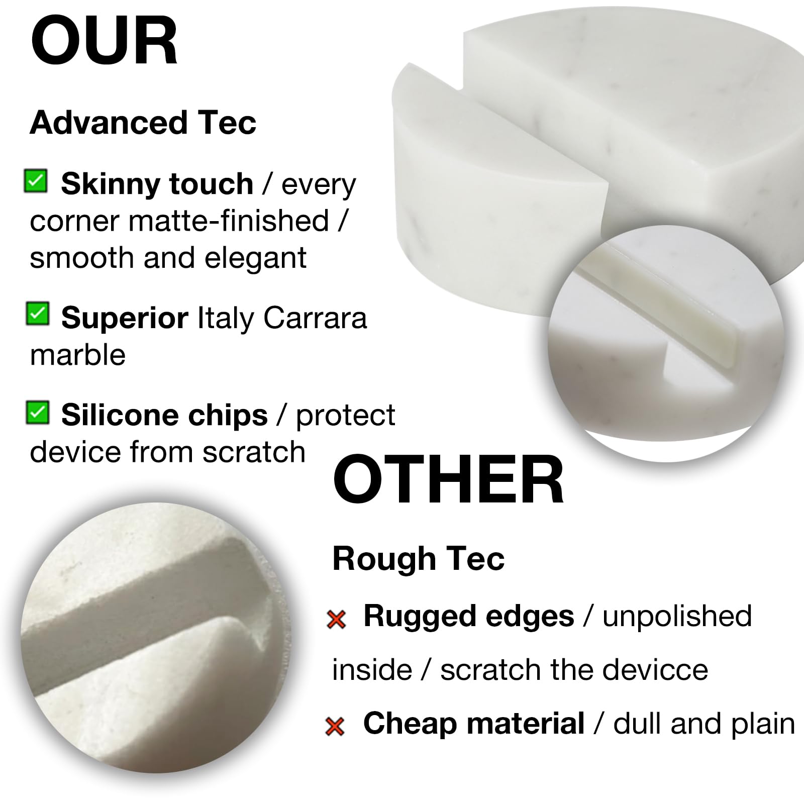 Phinilux Marble Phone Stand For Desk, Cell Phone Holder For Kitchen Countertops, Office Iphone Stand, Cute Boho Modern Accessori