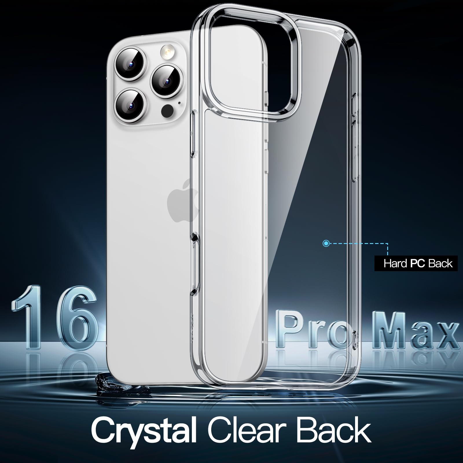 Jetech Case For Iphone 16 Pro Max 6.9 Inch, Non Yellowing Shockproof Phone Bumper Cover, Anti Scratch Clear Back (Clear)