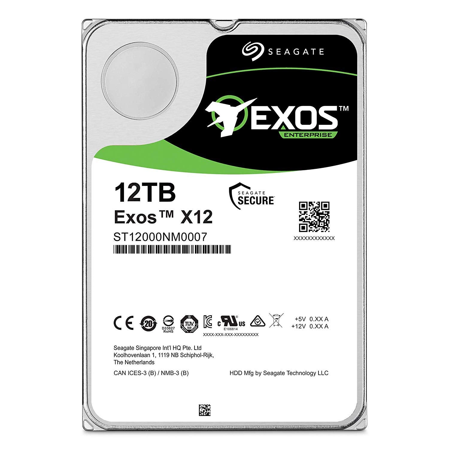 Seagate Exos 12TB Internal Hard Drive Enterprise HDD � 3.5 Inch 6Gb/s 128MB Cache for Enterprise, Data Center � Frustration Free Packaging (ST12000NM0007)
