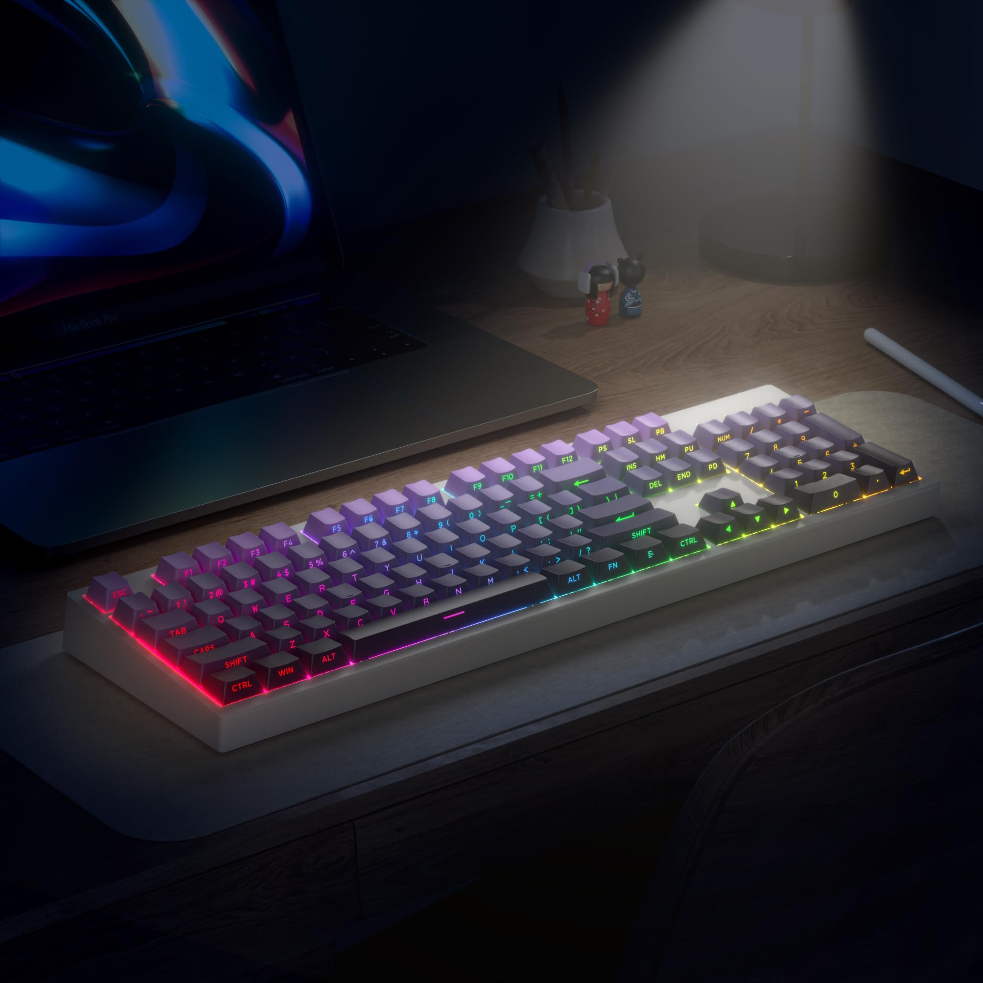 Guffercty Kred Pbt Cherry Profile Keycaps 133 Keys Gradient Side Printed Keycaps Double Shot Backlit Keycaps For Gaming Keyboard