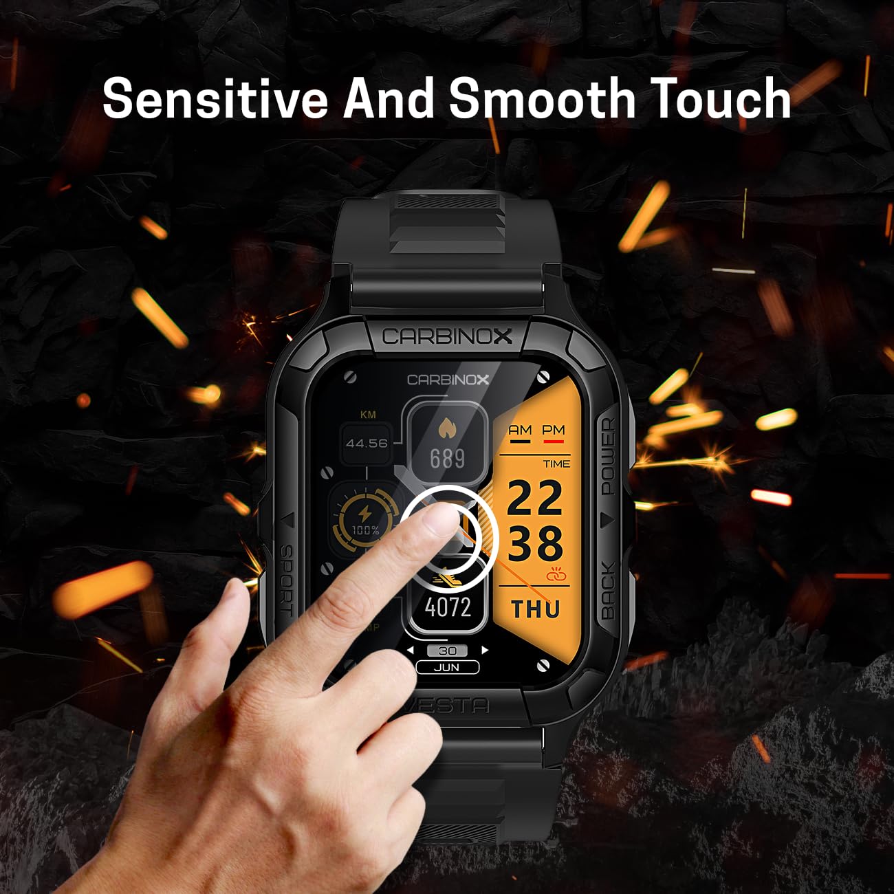 Carbinox Tempered Glass Screen Protector Compatible For Vesta Smart Watch - High Transparency, Anti Scratch, High Sensitivity, B