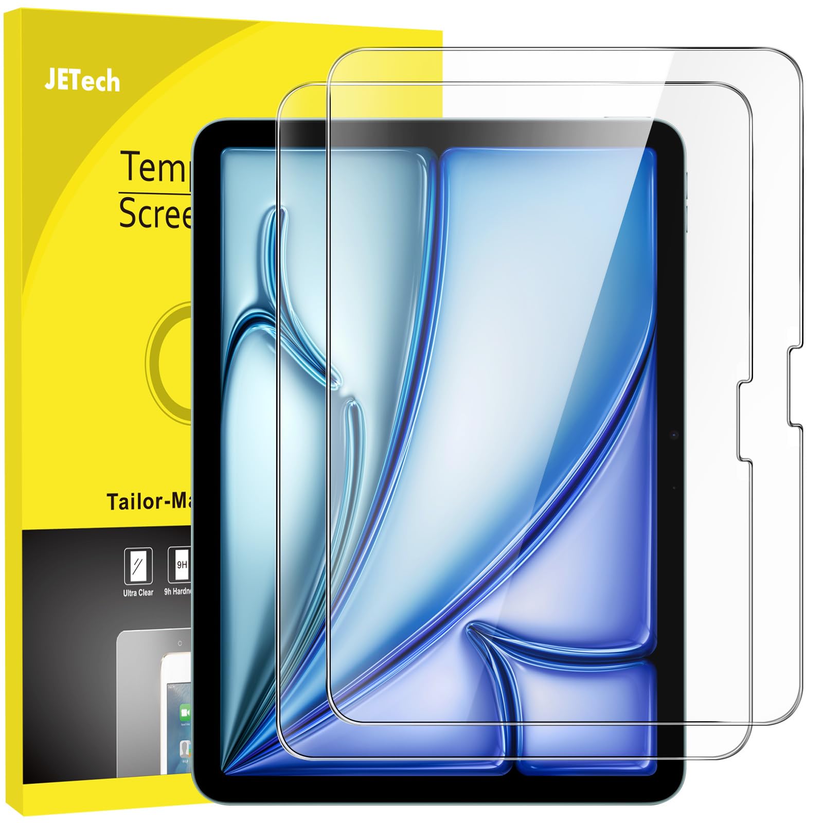 Jetech Screen Protector For Ipad Air 11 Inch M2 (2024), 9H Tempered Glass Film, Hd Clear, 2 Pack