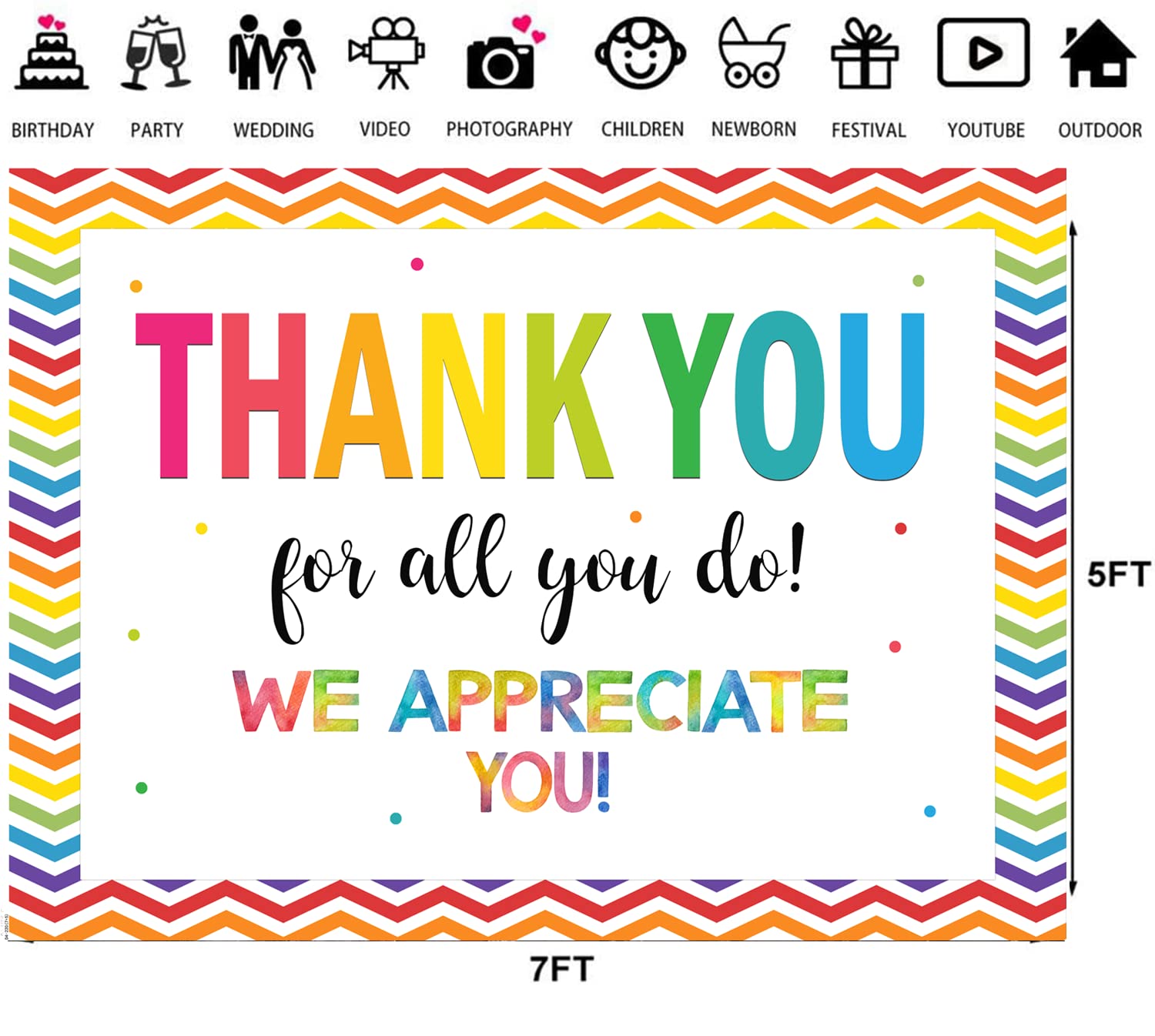 Ltlyh 7  5Ft Thank You For All You Do Backdrop We Appreciate You Graduations Staff Teachers Doctors Retirement Photo Backdrop Th