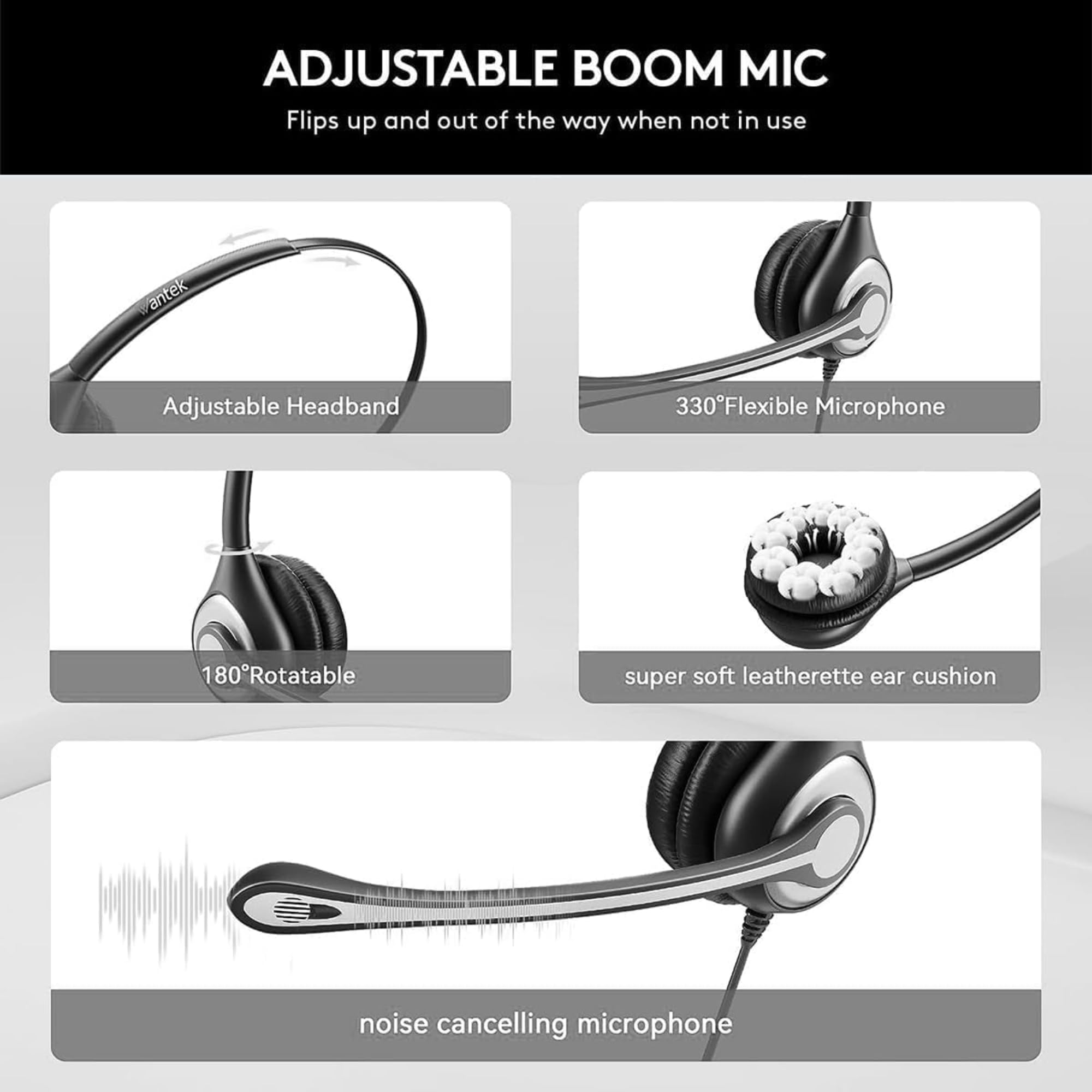 Headset Wtih Mic, Usb Headset With Microphone For Pc, Computer Headset With Noise Canceling Microphone With Mute For Home Office