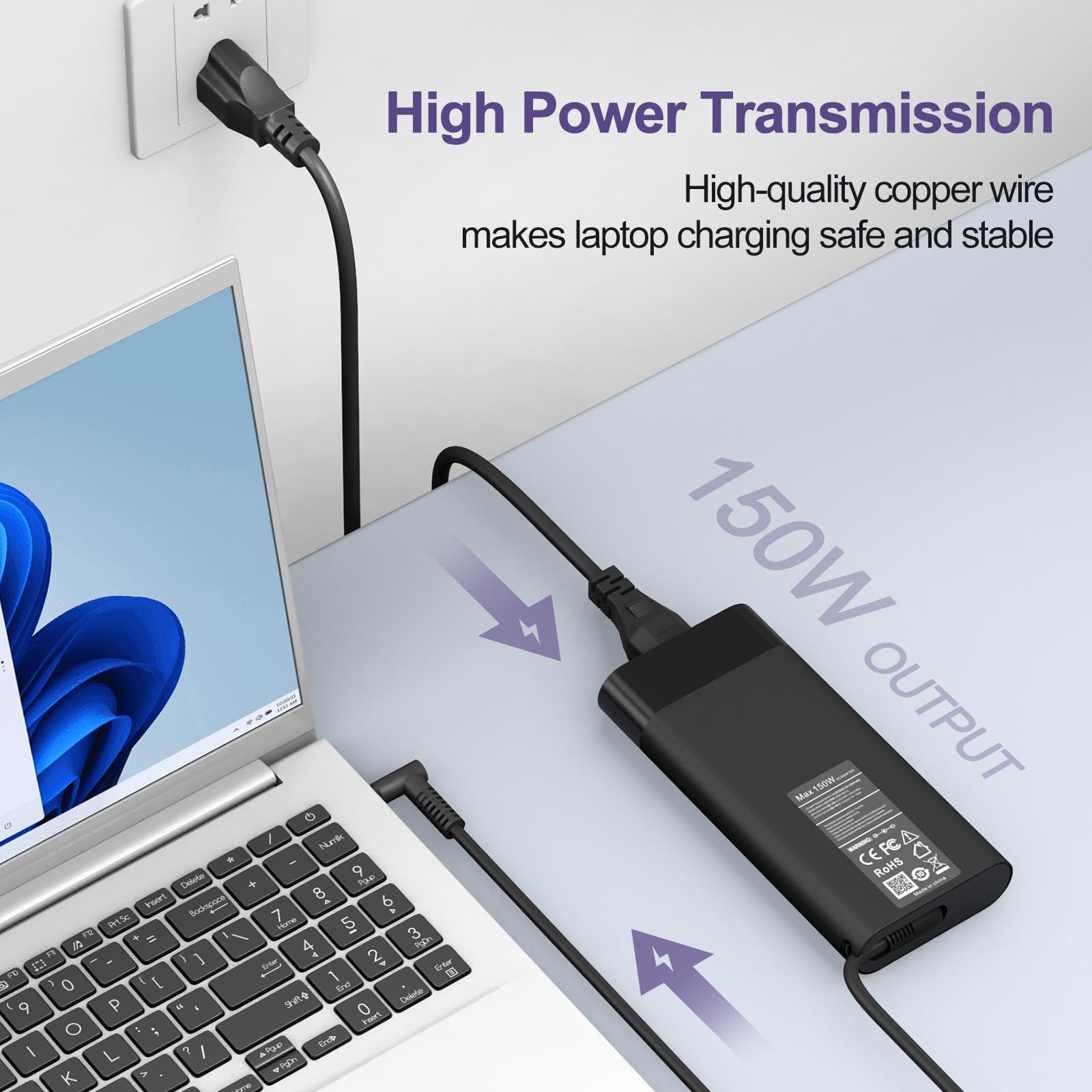 Slim 150W Hp Laptop Charger For Hp Zbook 15 G3 G4 G5 G6,Zbook Studio G3 G4 G5 G6 G7 G8, Zbook Studio X360 G5, Omen By 15 17 Pavi