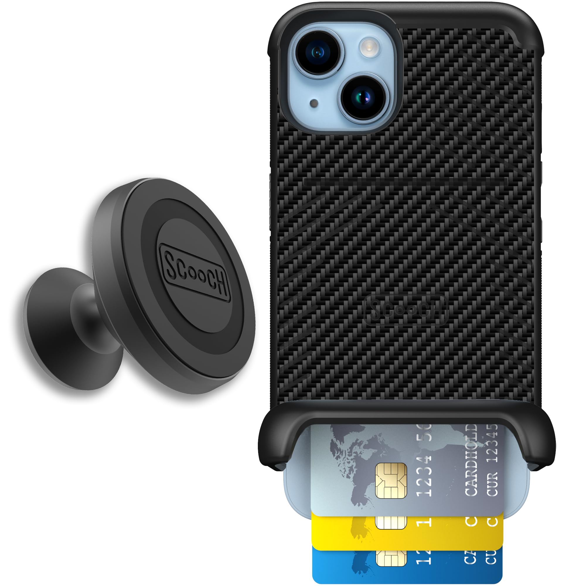 Scooch for iPhone 14 Case with Card Holder, Wingmate Wallet Case with Hidden Card Slot and RFID Protection for 4 Cards, Starter 