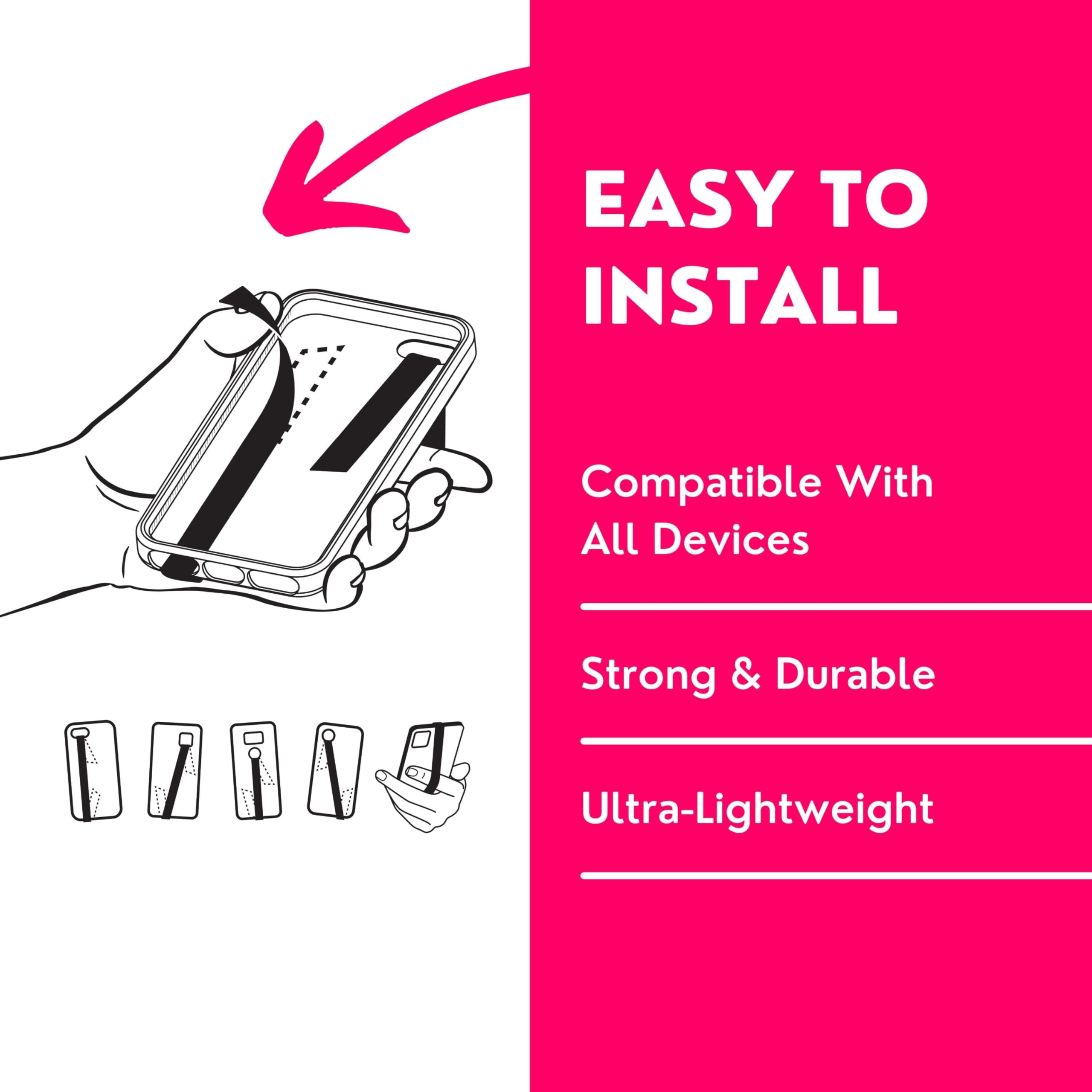 Phone Loops: Non Elastic Phone Grip, Phone Strap, Phone Holder For Hand   Small, Light And Discreet Phone Loop Cell Phone Holder